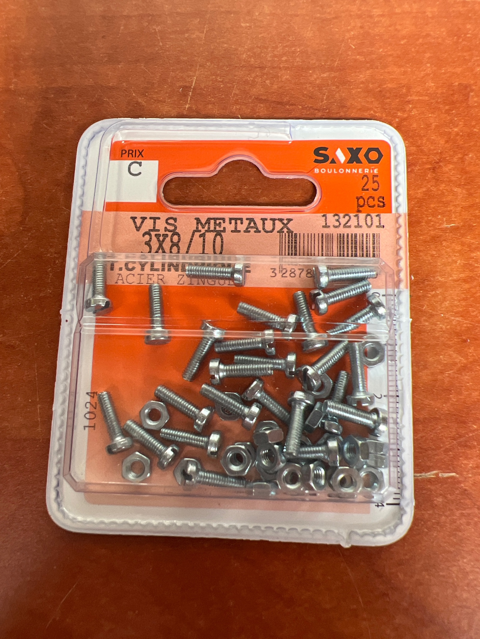 Saxo Boulonnerie Vis métaux 3x10 avec écrous (25 pcs)