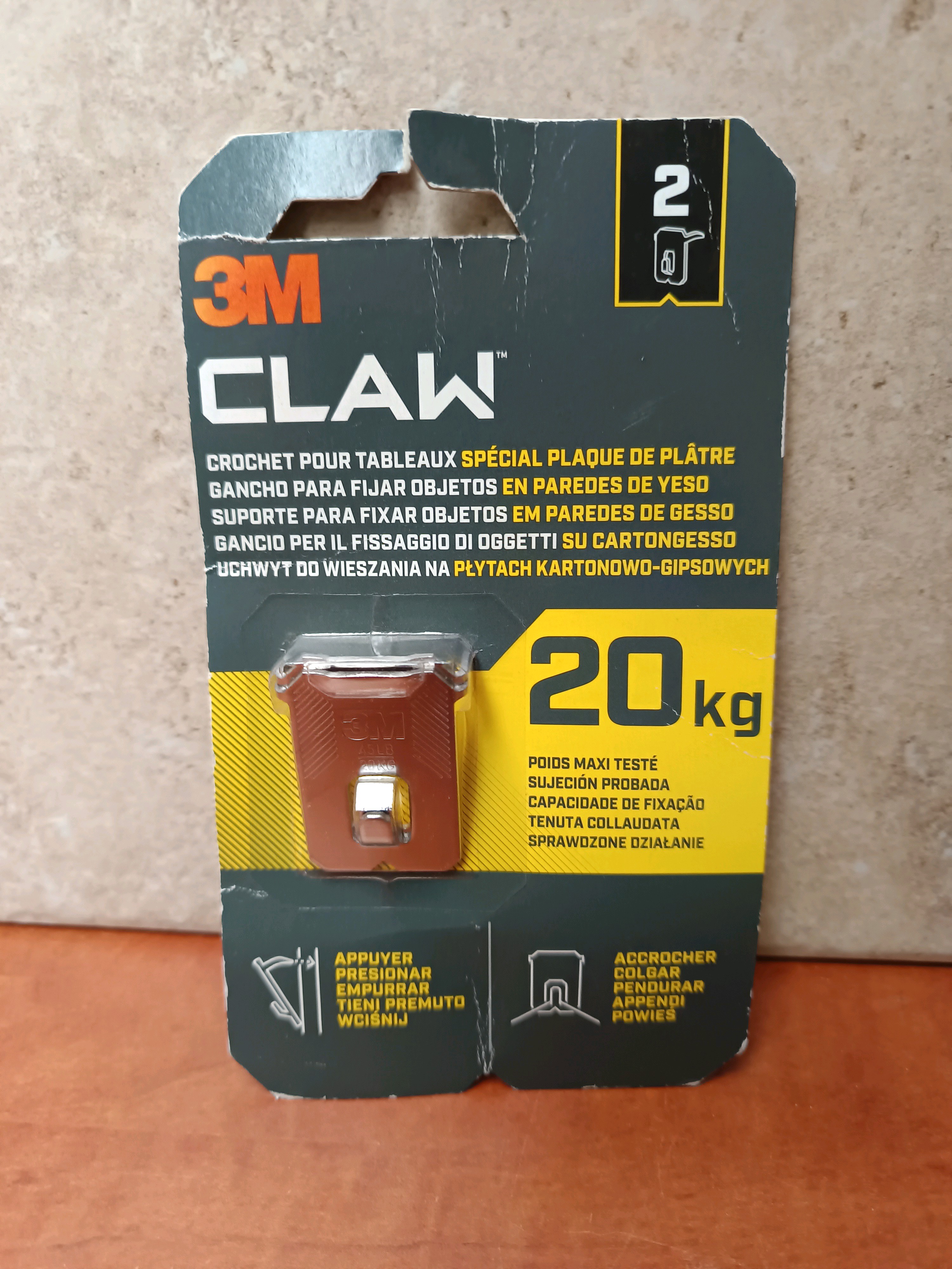 3M CLAW crochet pour tableaux spécial plaque de plâtre 20 kg