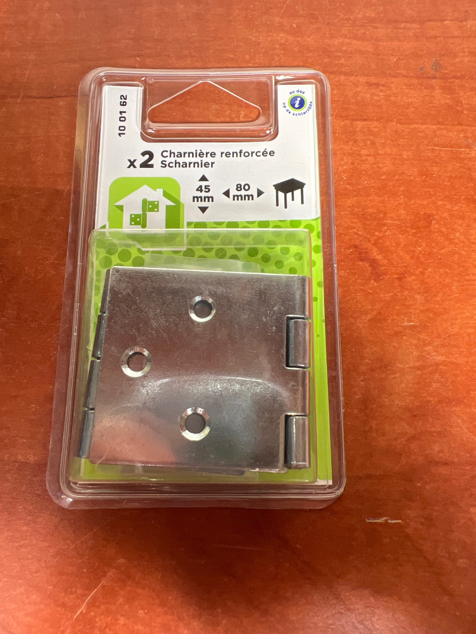 Lot de 2 charnières renforcées 45 x 80 mm