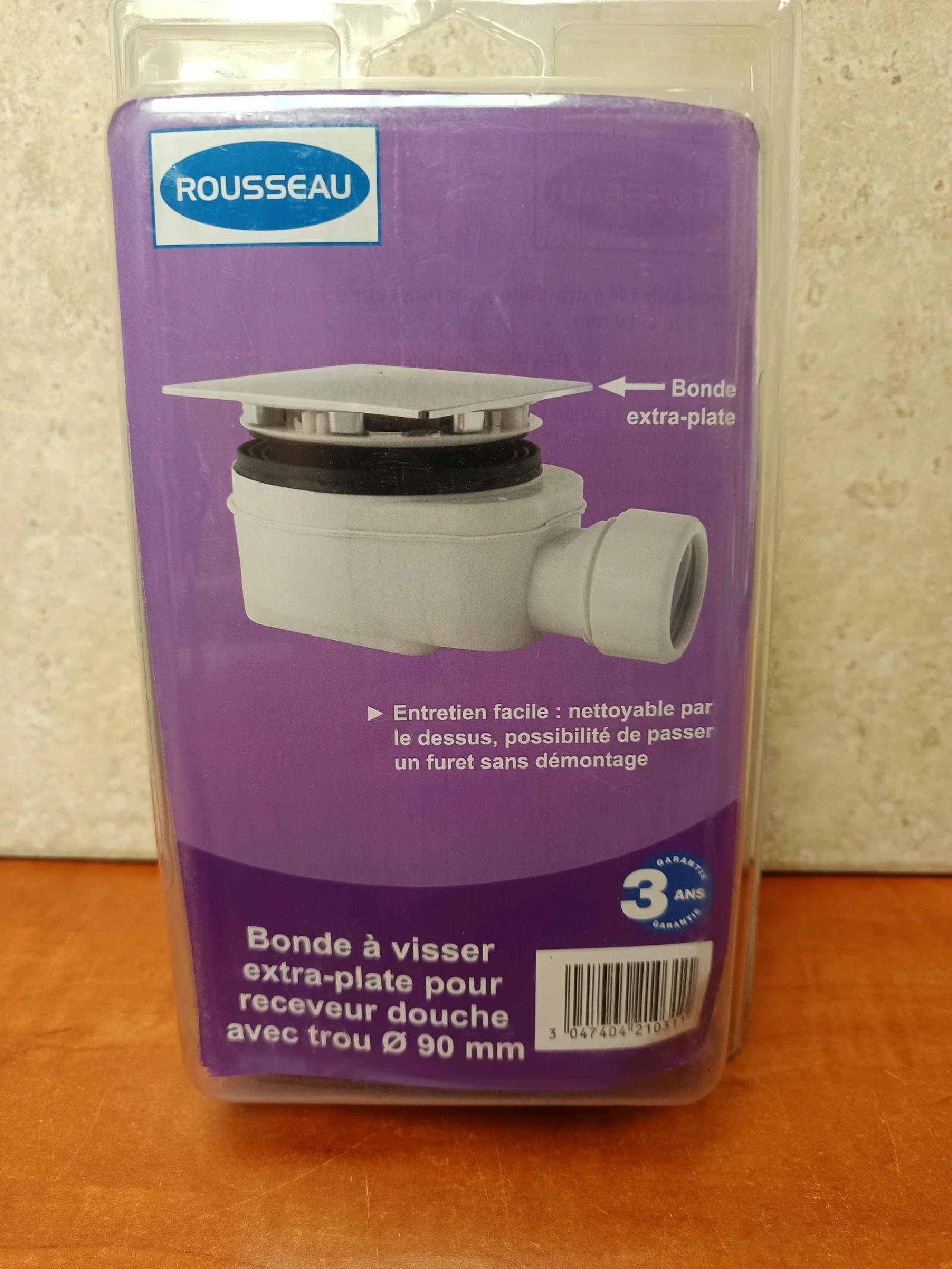 Rousseau Bonde à visser extra-plate pour receveur de douche Ø 90 mm
