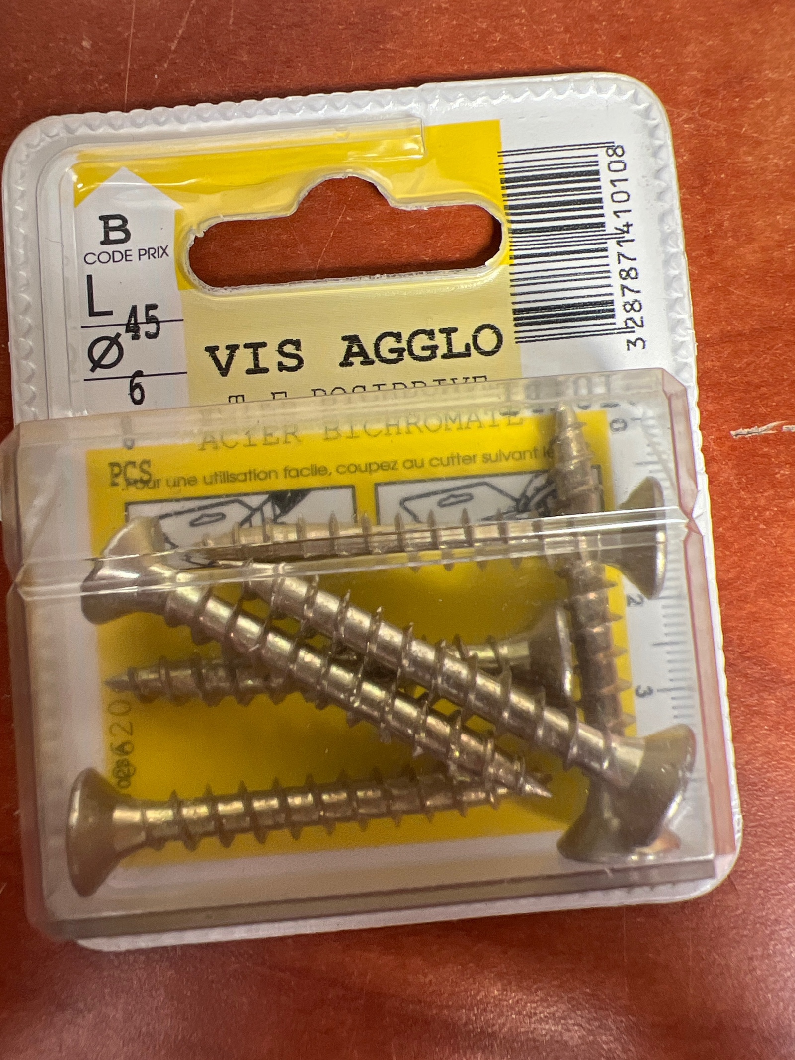 Vis agglo tête fraisée Pozidriv Ø6 x 45 mm – acier bichromaté