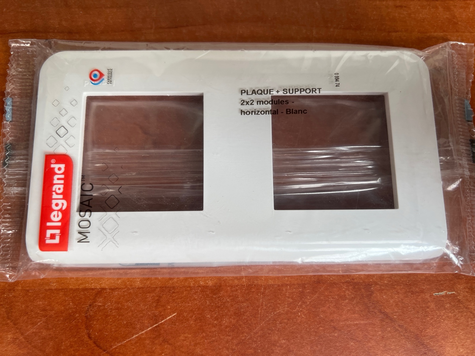 Legrand Mosaic plaque + support 2x2 modules horizontal - blanc