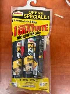 Pattex Ni Clou Ni Vis - Pack 3 cartouches 380 g (2 + 1 gratuite)