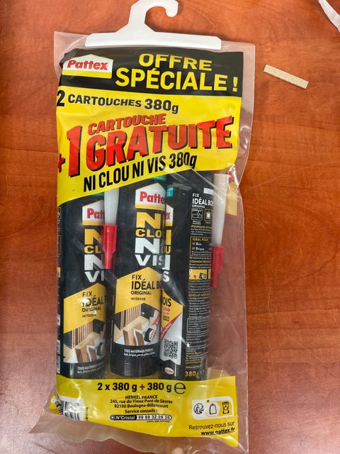 Pattex Ni Clou Ni Vis - Pack 3 cartouches 380 g (2 + 1 gratuite)
