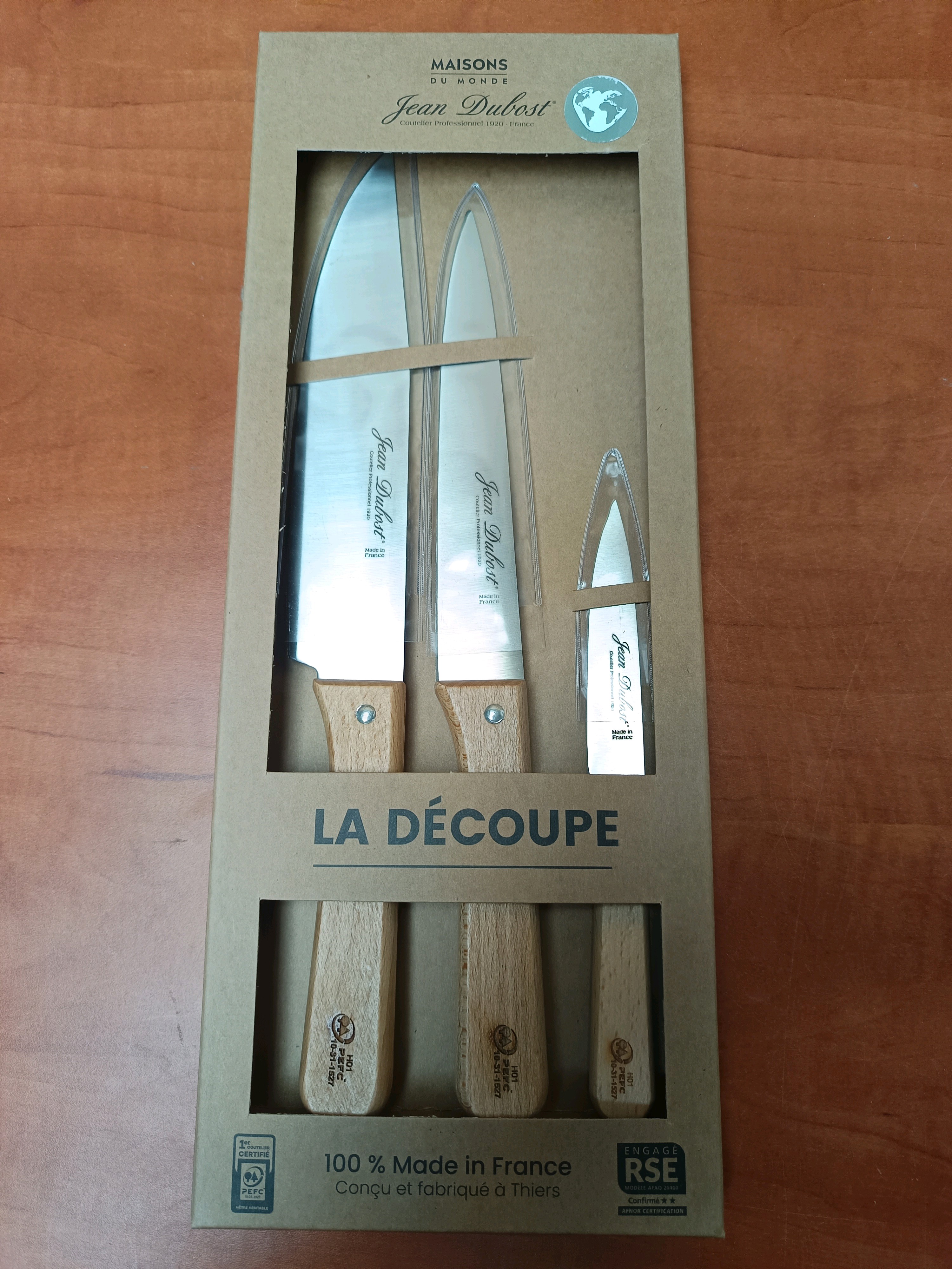 Coffret 3 couteaux de cuisine Maisons Jean Dubost – La Découpe (Made in France)