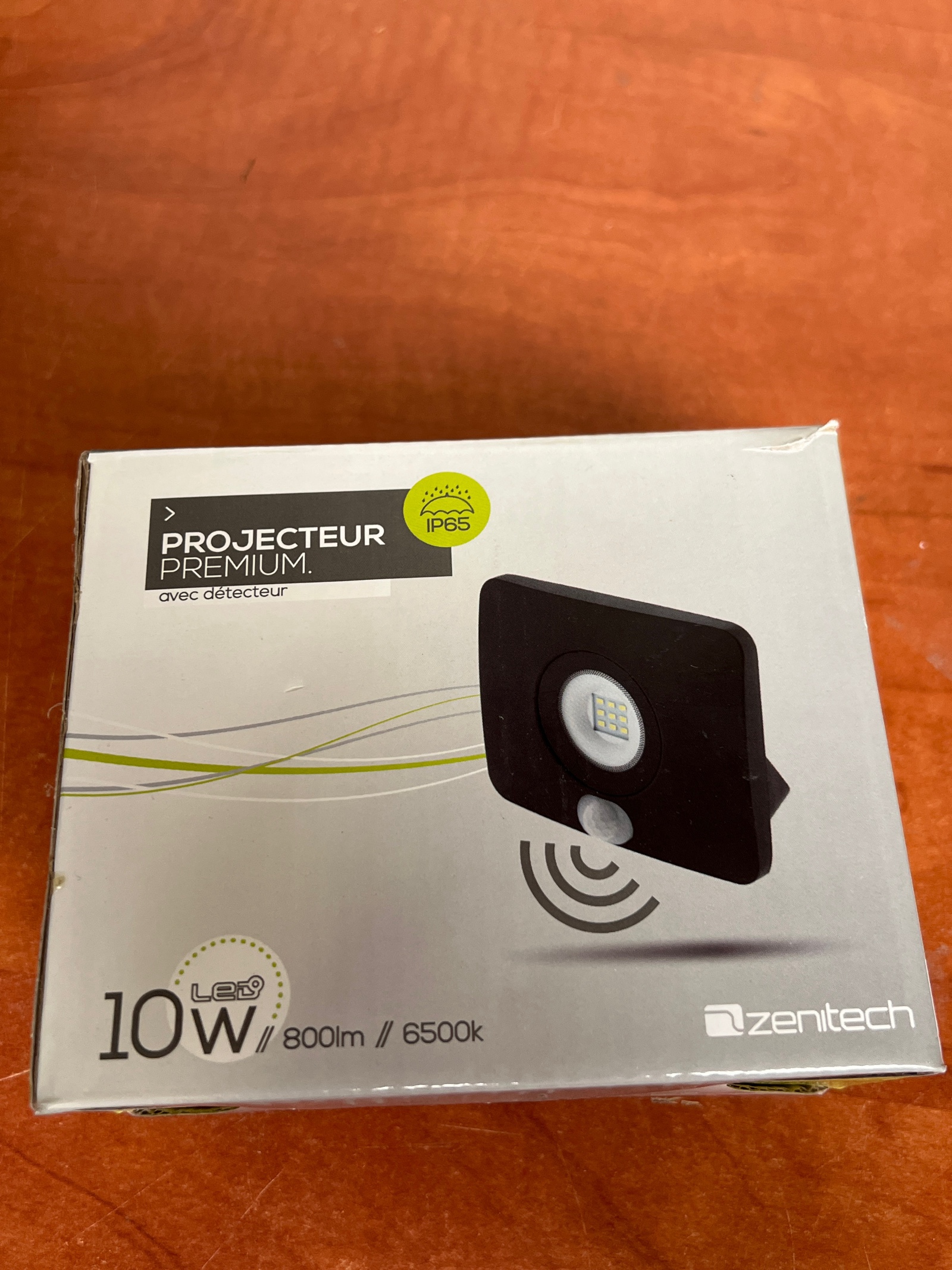Zenitech Projecteur Premium LED 10W avec détecteur IP65 6500K 800 lm
