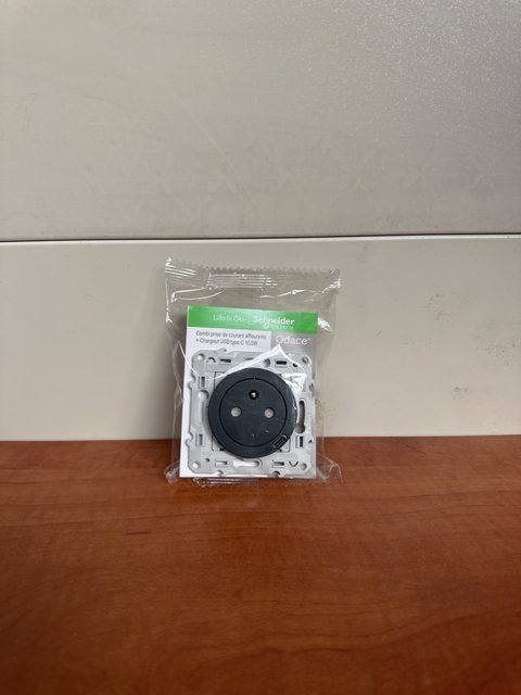 Schneider Odace - Prise + chargeur USB-C 10,5W anthracite
