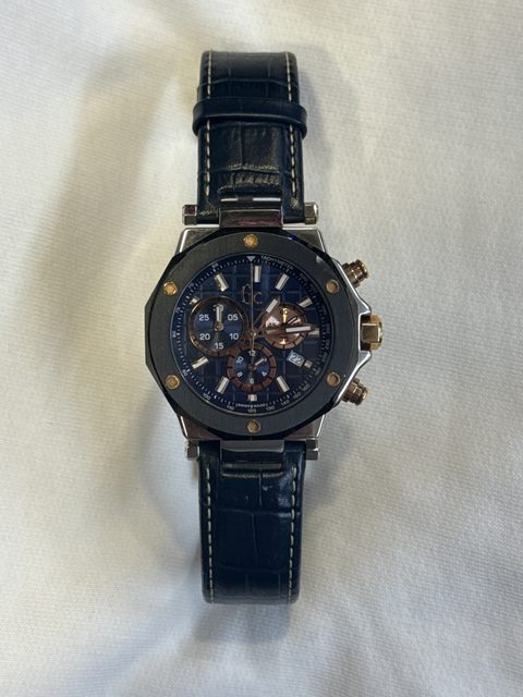 Montre GC X72025G7S chronographe, bracelet cuir noir