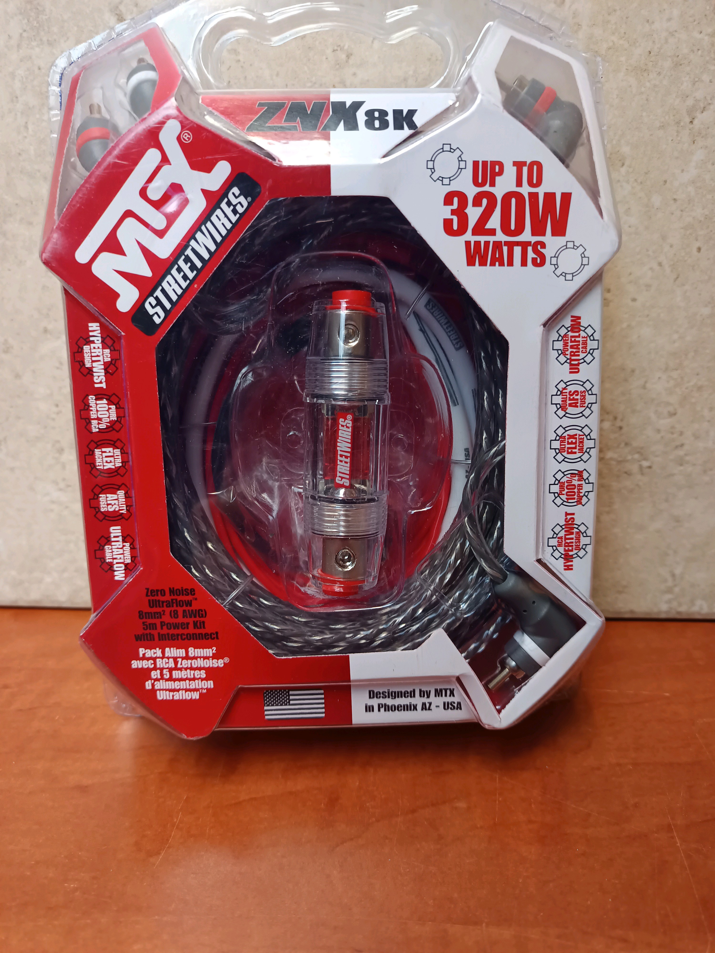 MTX StreetWires ZNX8k – kit câblage ampli 8 AWG (jusqu’à 320W)