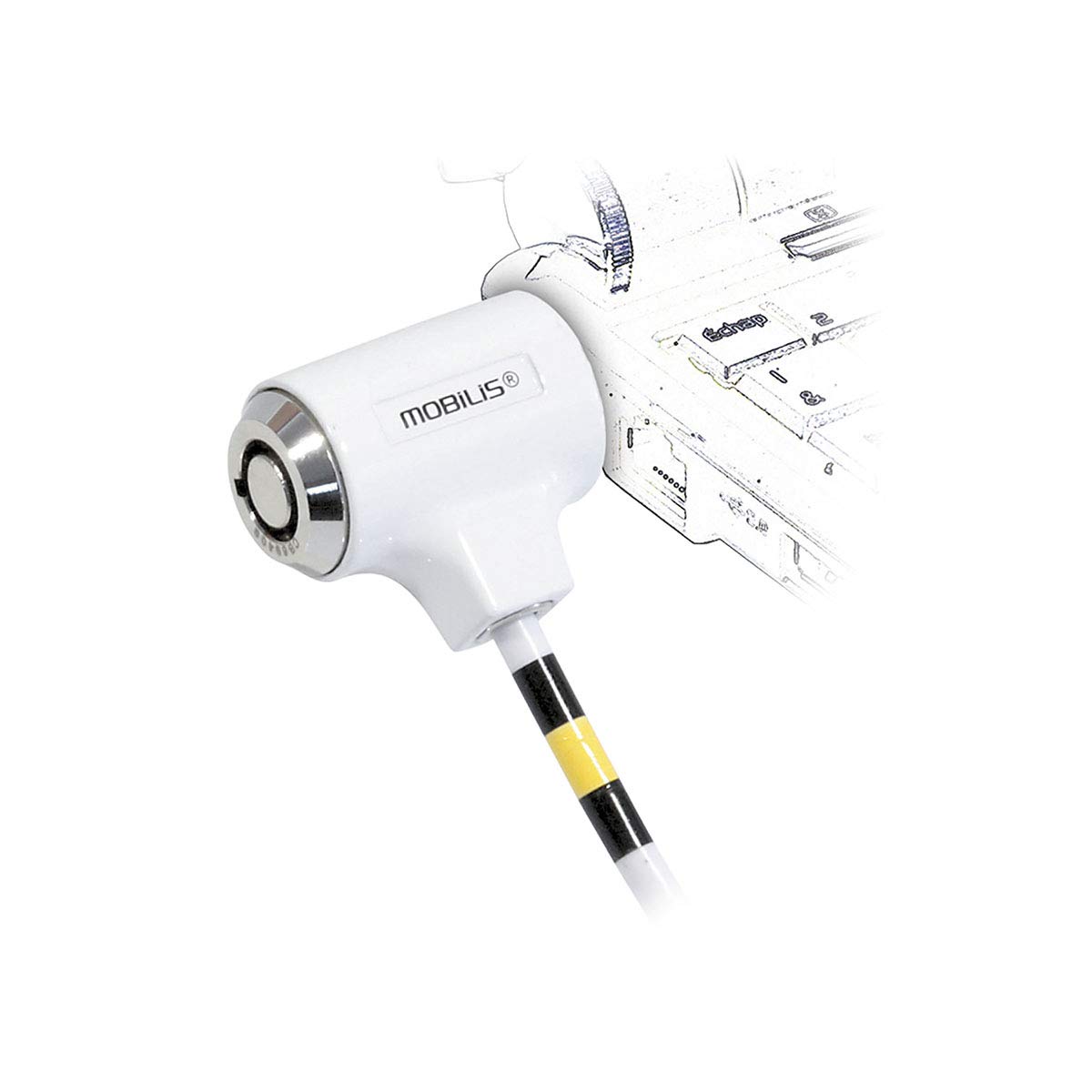 Mobilis Simple Lock - Câble de sécurité - blanc - 1.8 m