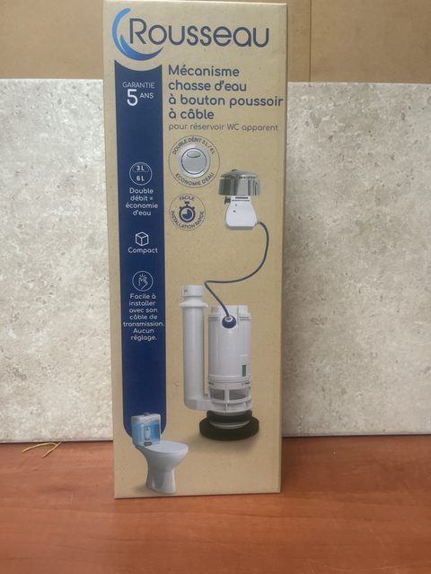 Rousseau Mécanisme de chasse d'eau à bouton poussoir à câble