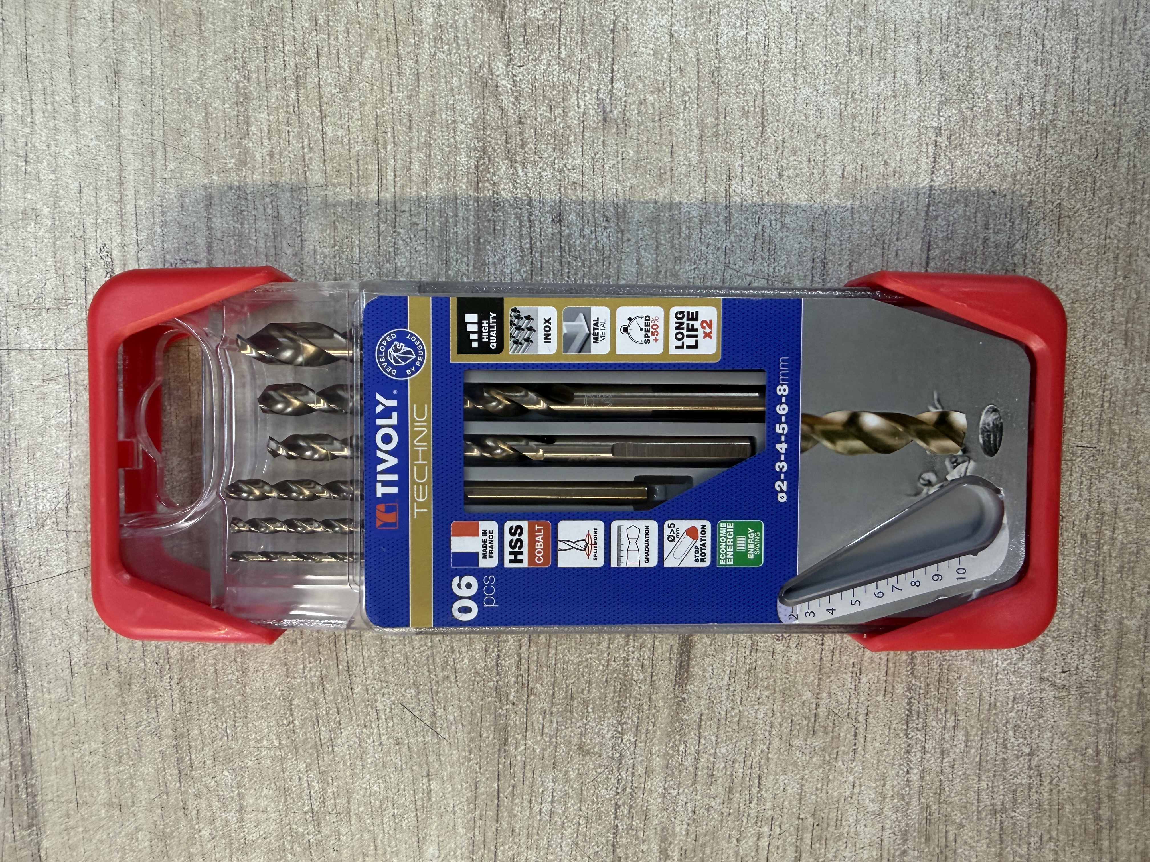 Coffret 6 forets métal HSS Cobalt Tivoly Technic Ø2-3-4-5-6-8 mm