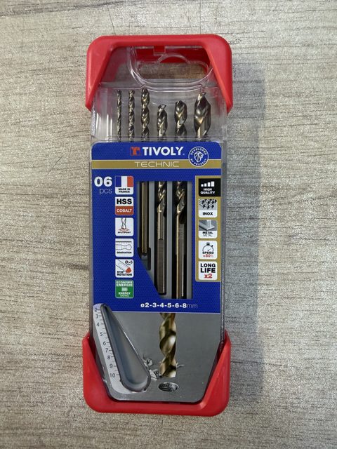 Coffret 6 forets métal HSS Cobalt Tivoly Technic Ø2-3-4-5-6-8 mm
