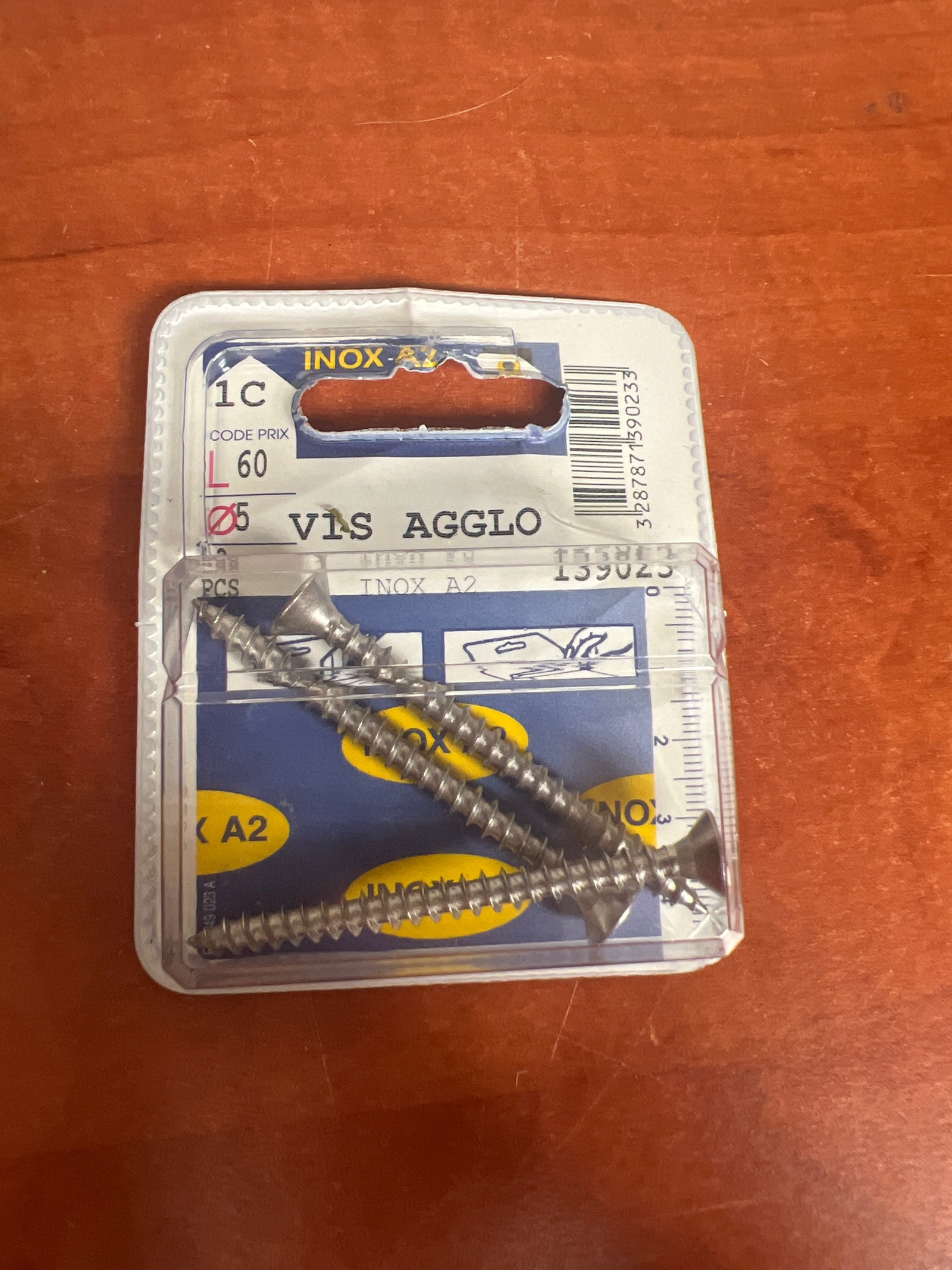 Vis agglo inox A2 tête fraisée