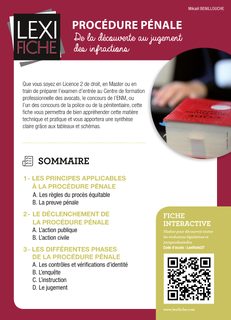 Procédure Pénale - De La Découverte Au Jugement Des Infractions