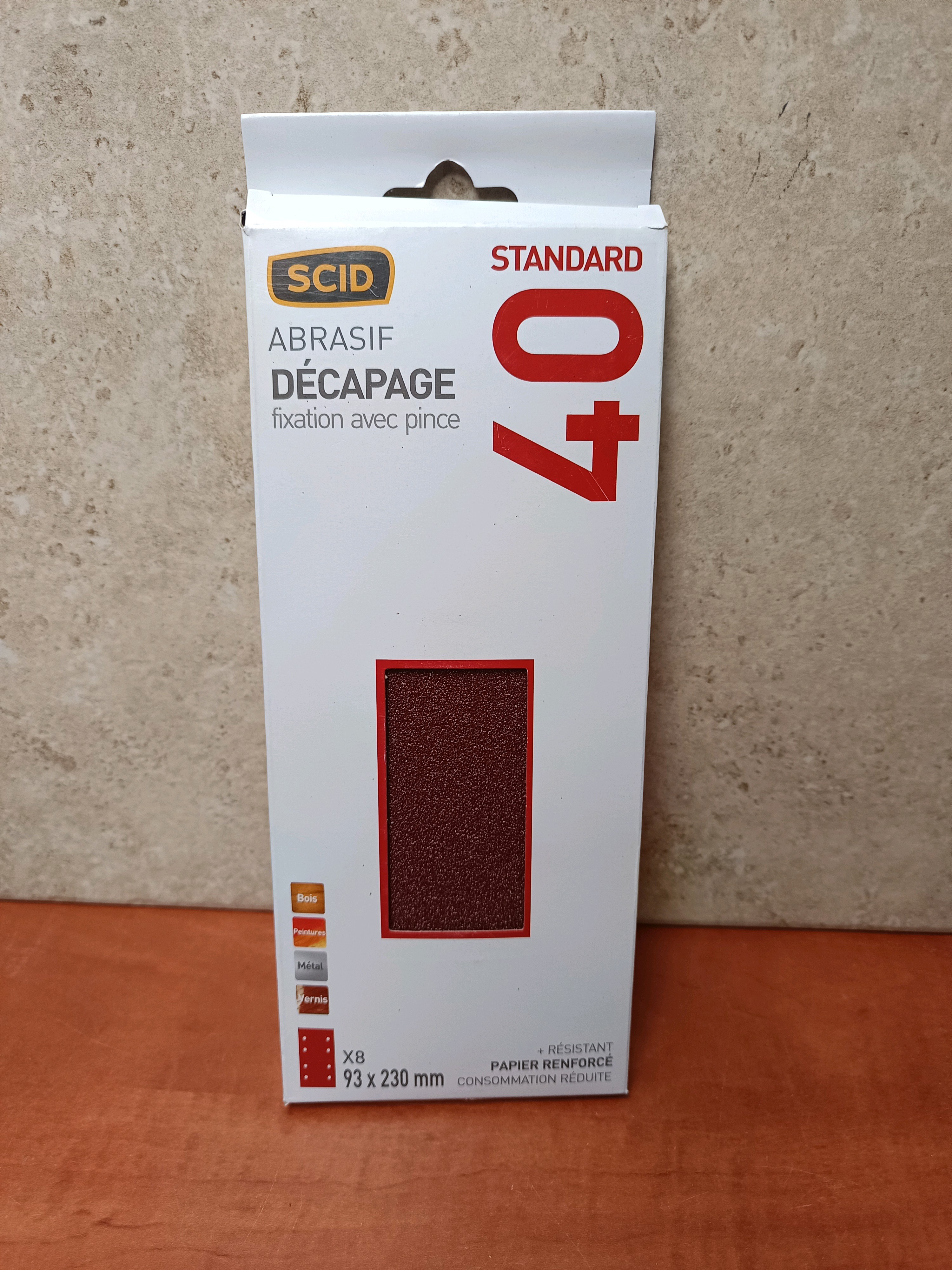 SCID Abrasif décapage Standard 40, 93 x 230 mm, fixation avec pince