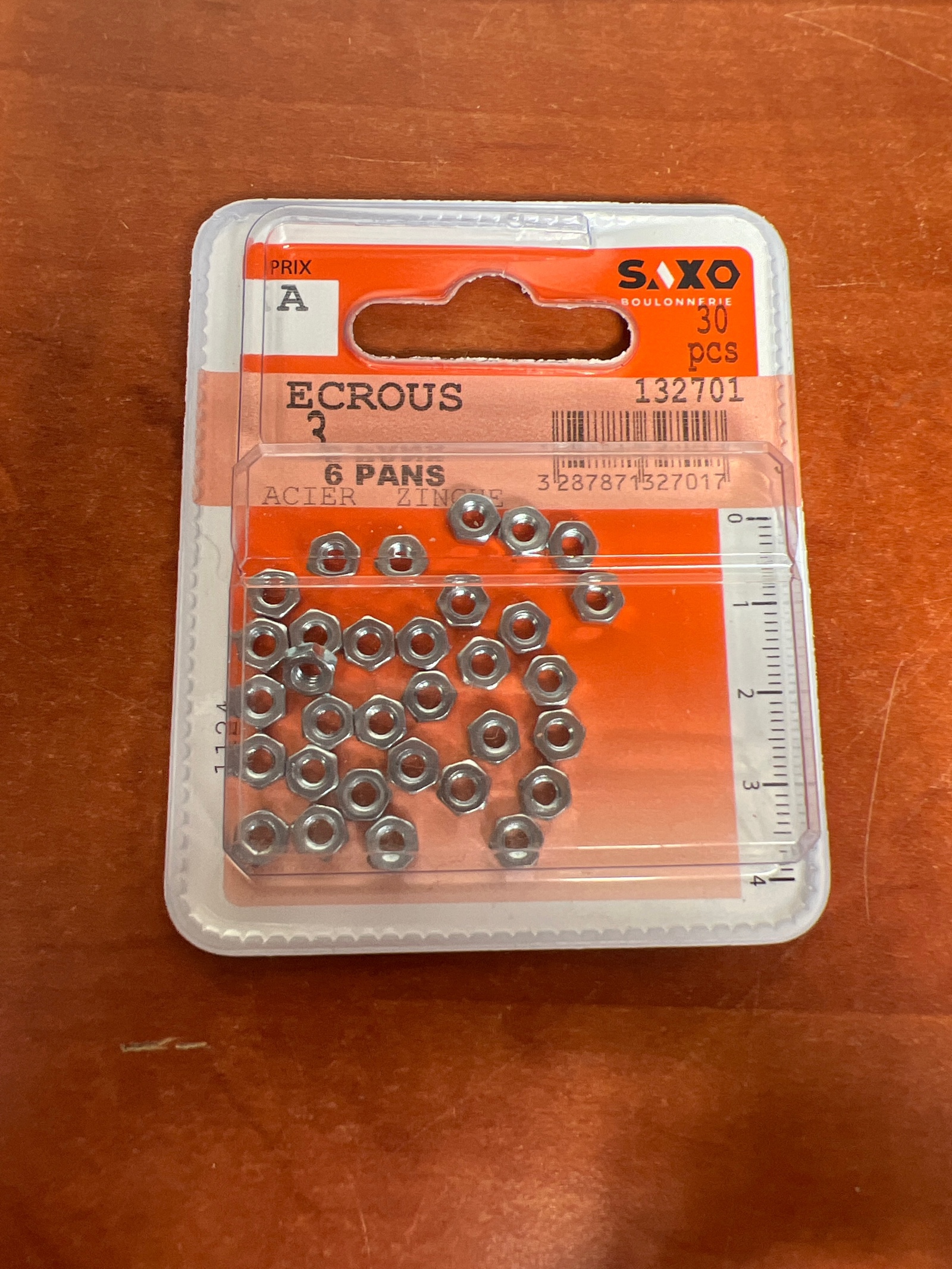 SAXO Écrous 6 pans acier zingué (30 pcs)