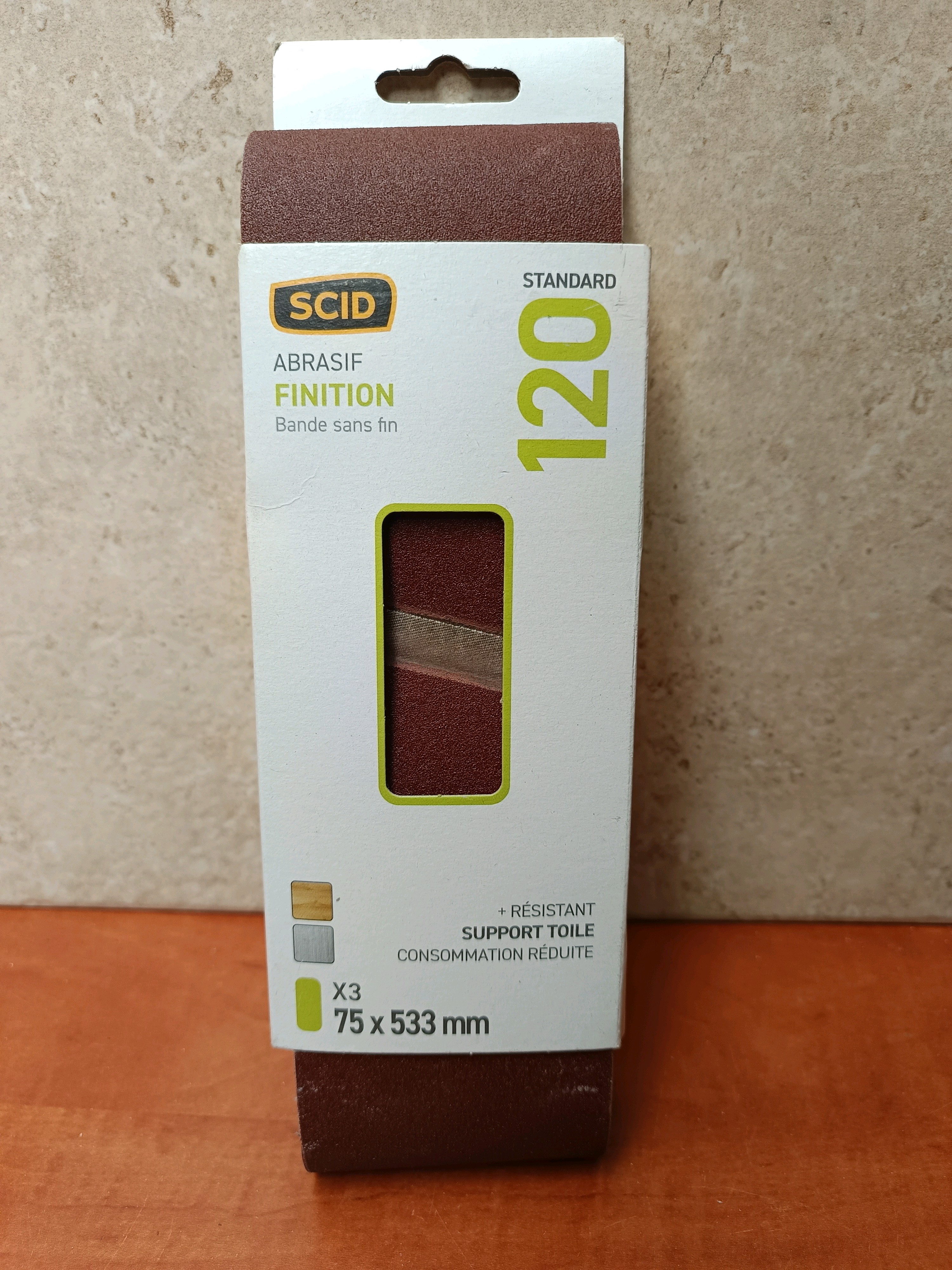 SCID Abrasif Finition – Bande sans fin 120, 75 x 533 mm (x3) Standard