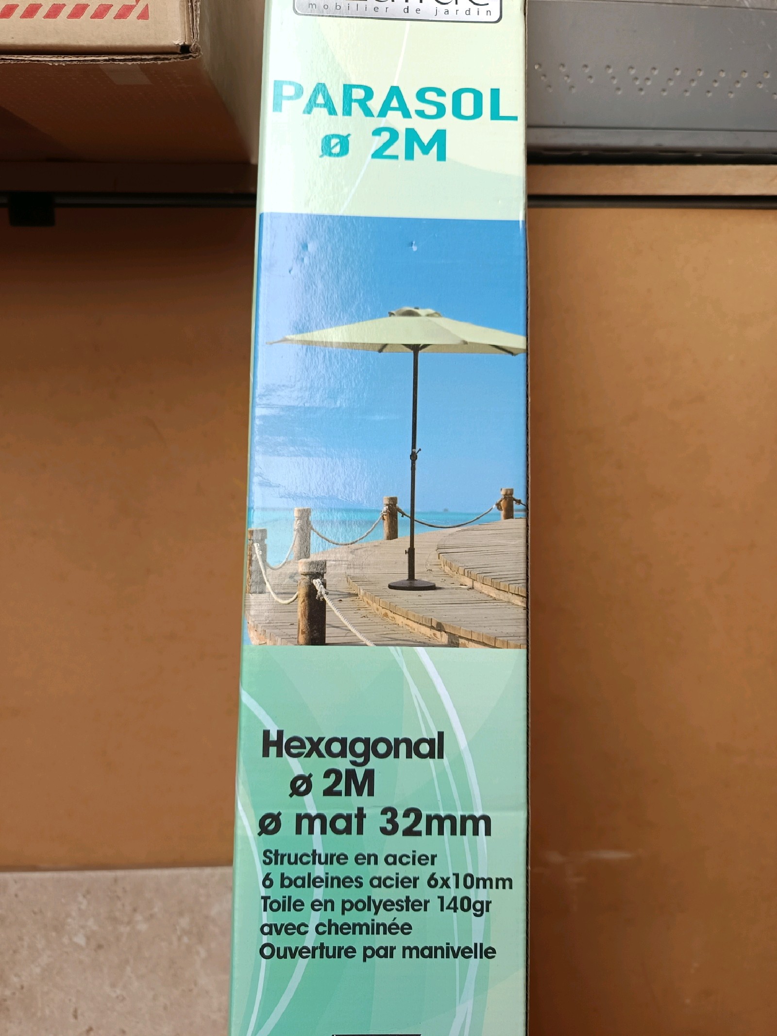 Parasol hexagonal Ø 2 m, mât 32 mm