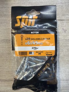 Spit Goujons à bague Ø6 x 45 mm pour béton (x20)