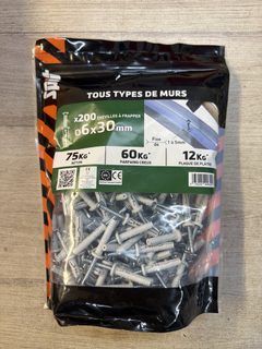 Chevilles universelles avec vis 6x30 mm (x200) - tous types de murs