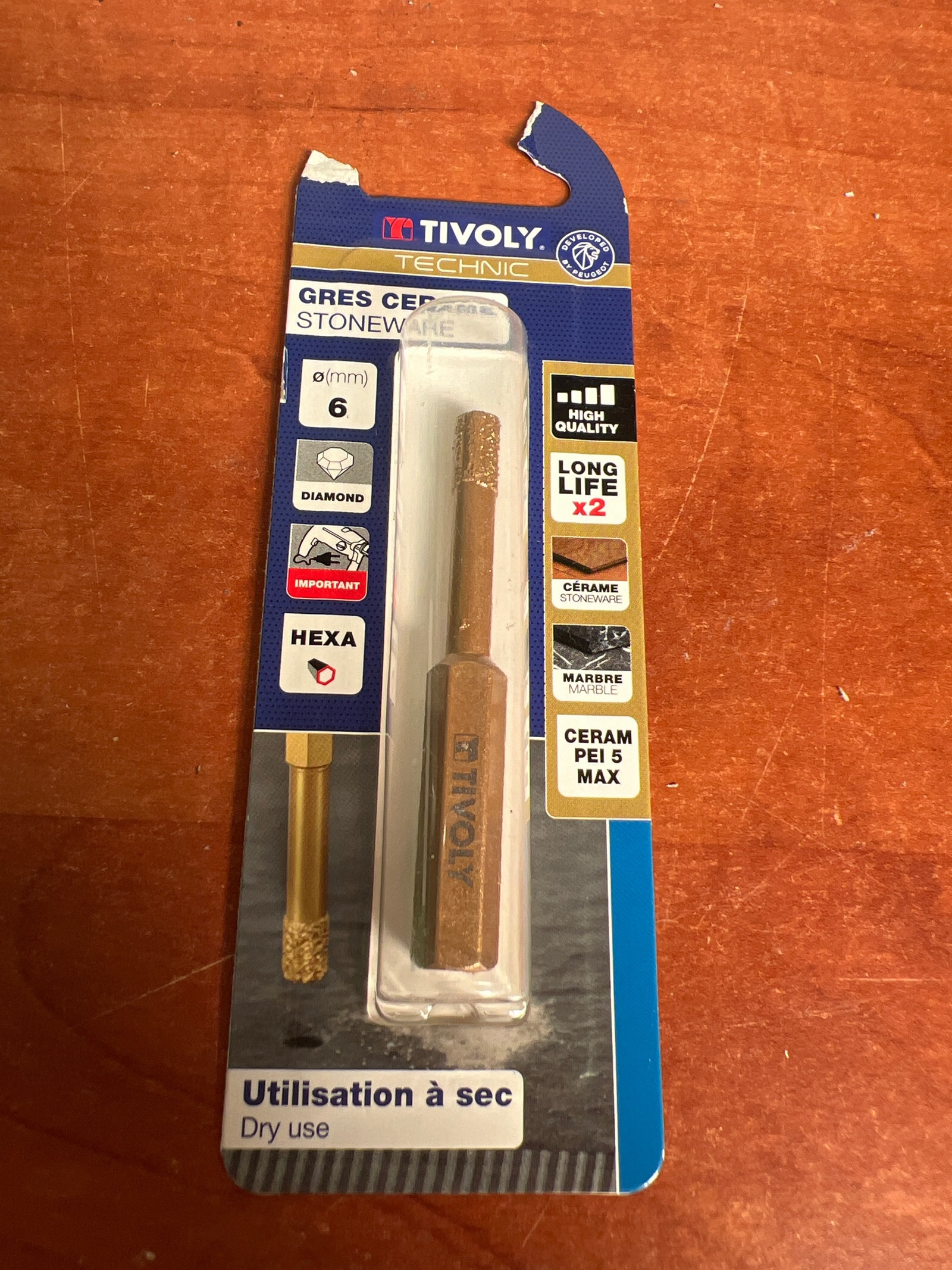 Tivoly Technic foret diamant grès cérame 6 mm (Hexa)