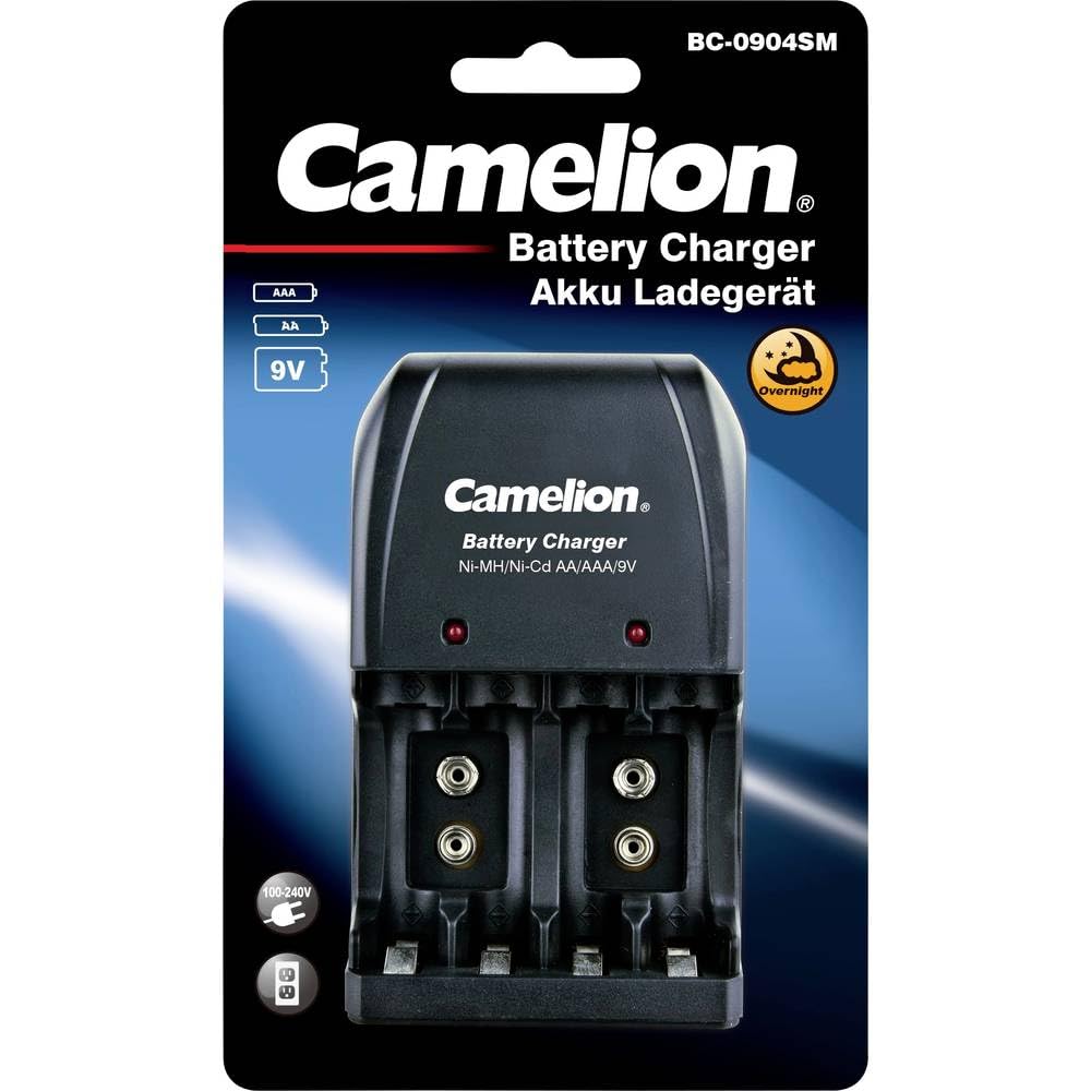 Camelion BC-904SM Chargeur de piles rondes NiMH 6LR61 (9 V), LR03 (AAA), LR6 (AA)
