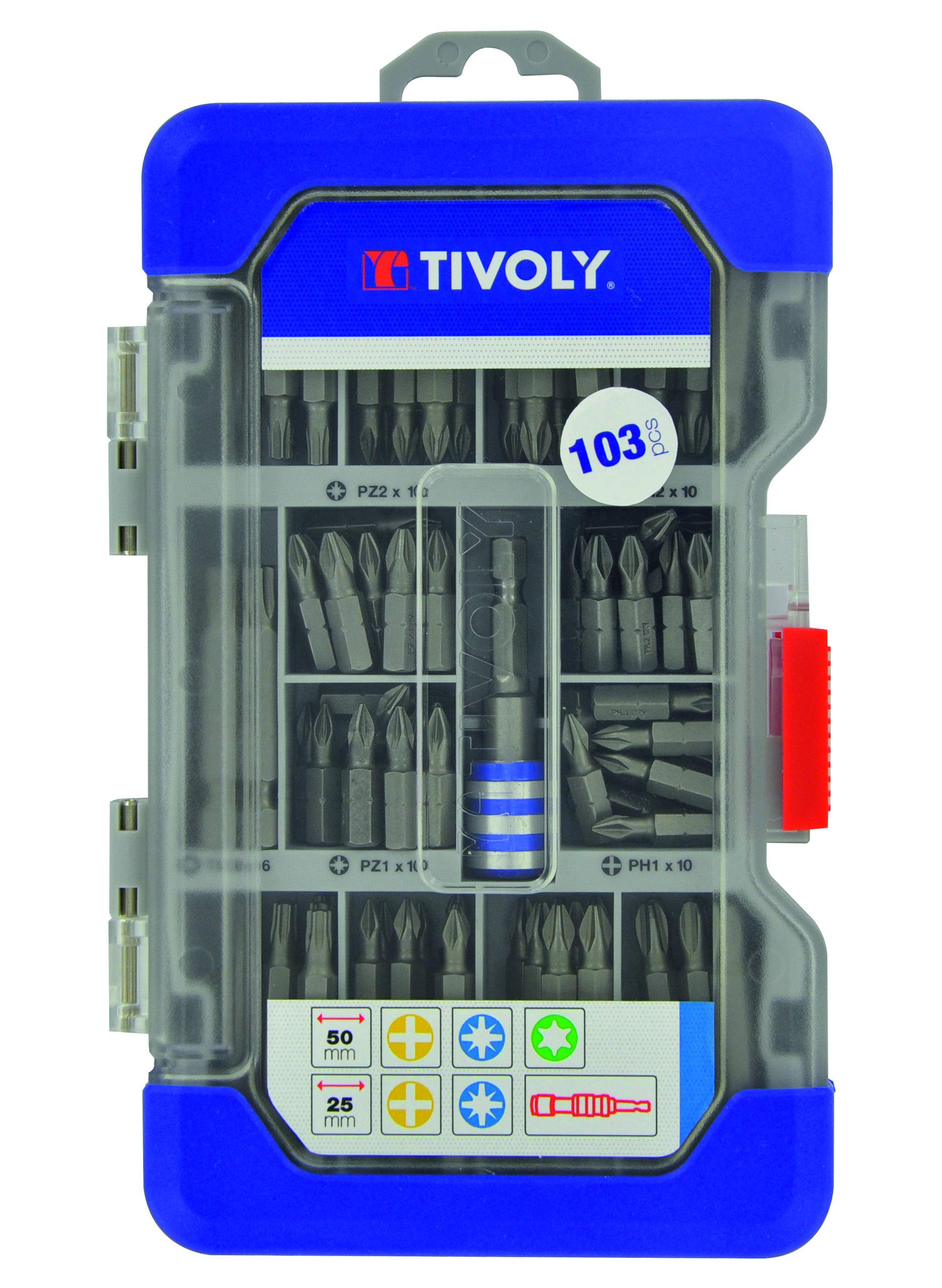 Embouts de vissage courts et longs TIVOLY 11501570045 Coffret 103 pièces