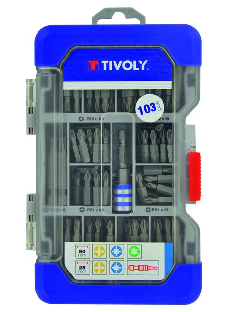 Embouts de vissage courts et longs TIVOLY 11501570045 Coffret 103 pièces