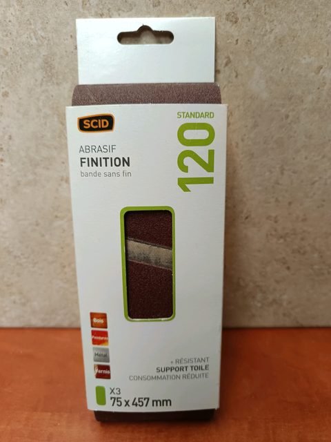 SCID bande abrasive sans fin grain 120 - 75 x 457 mm (x3)