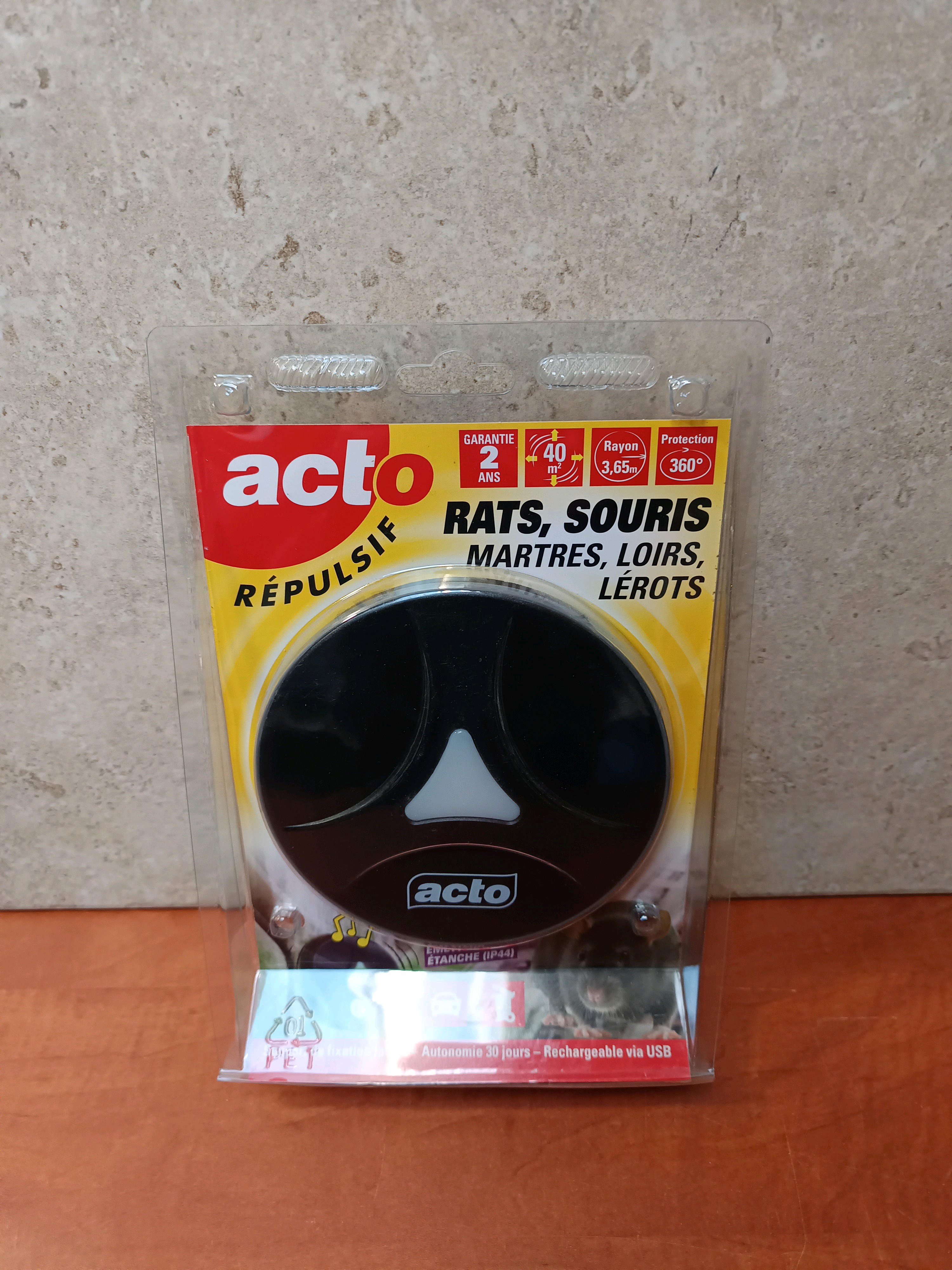 Acto répulsif pour rats, souris, martres, loirs et lérots (rechargeable USB)