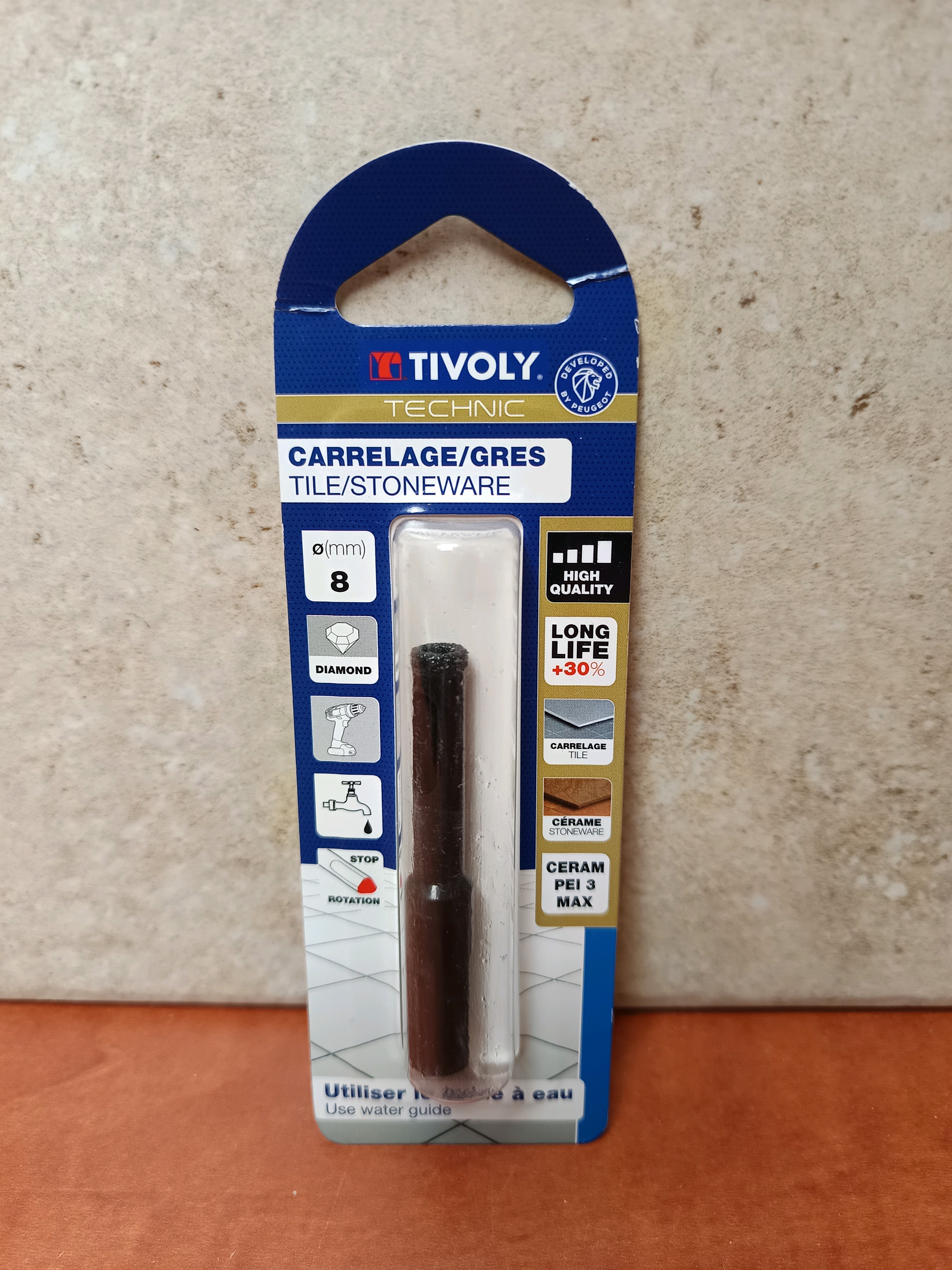 Tivoly Technic foret diamant 8 mm pour carrelage/grès