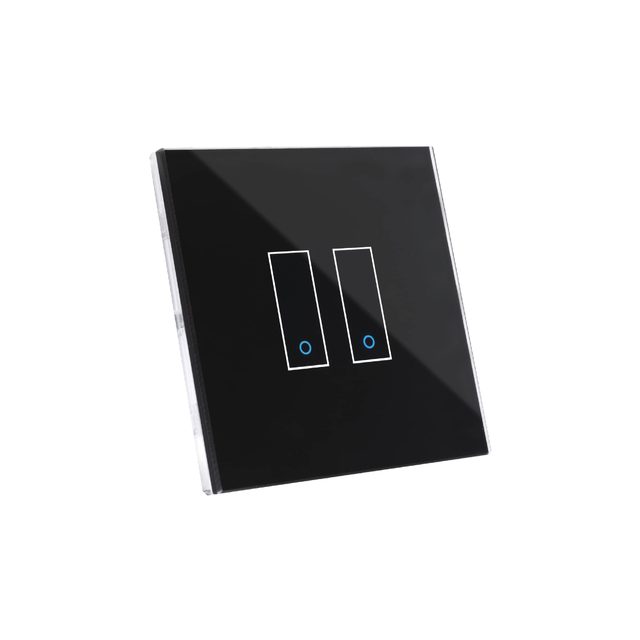 Iotty - Interrupteur double WiFi verre noir tactile - neuf