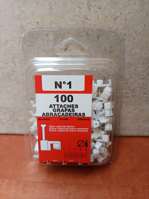Attaches-câbles à clou N°1, blanc, 100 pièces