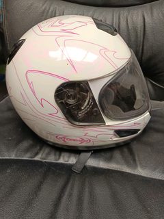 Casque moto intégral Stormer taille M - blanc/rose