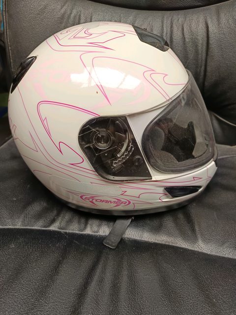 Casque moto intégral Stormer taille M - blanc/rose
