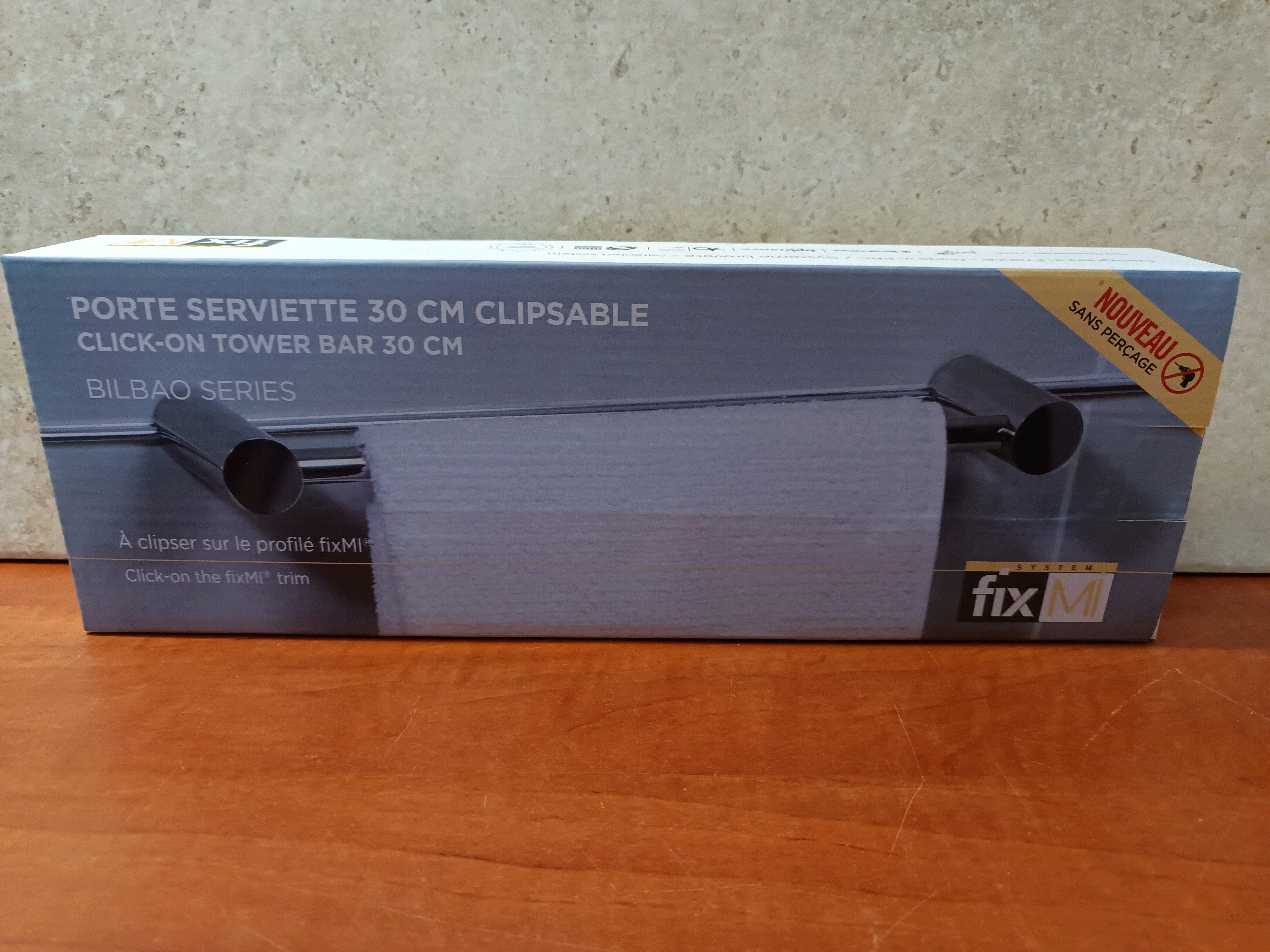 fixM Porte-serviette 30 cm clipsable – Série Bilbao