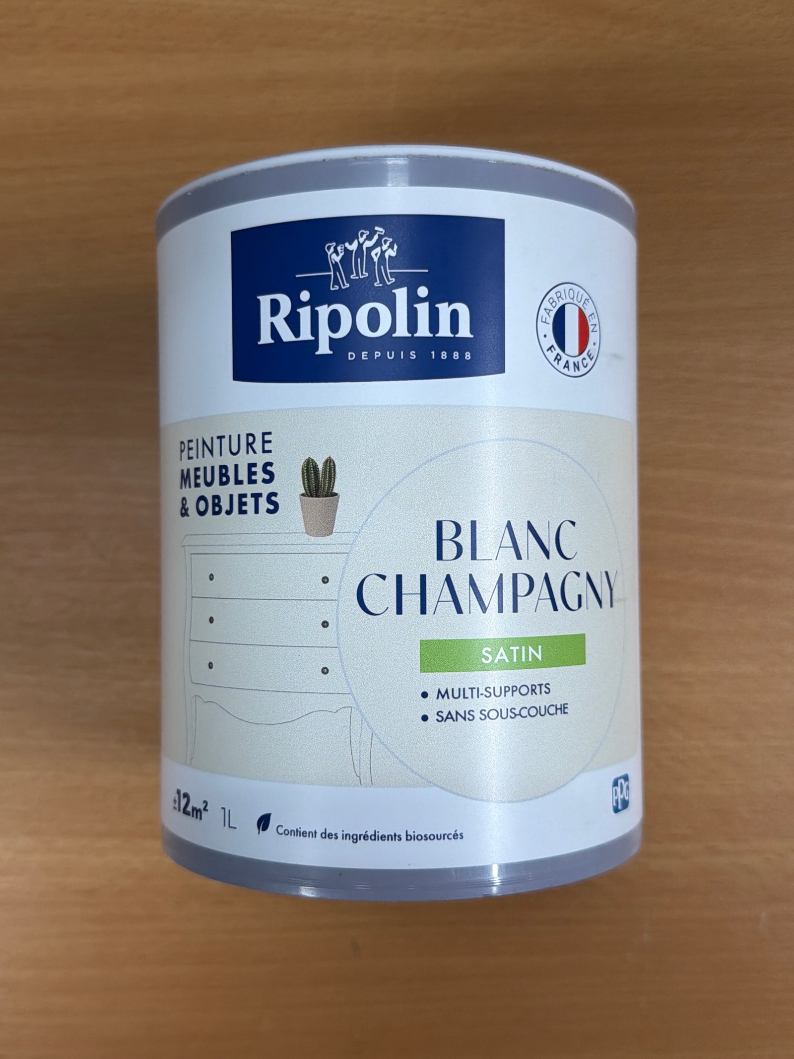 Ripolin Peinture Meubles & Objets Blanc Champagny Satin 1L