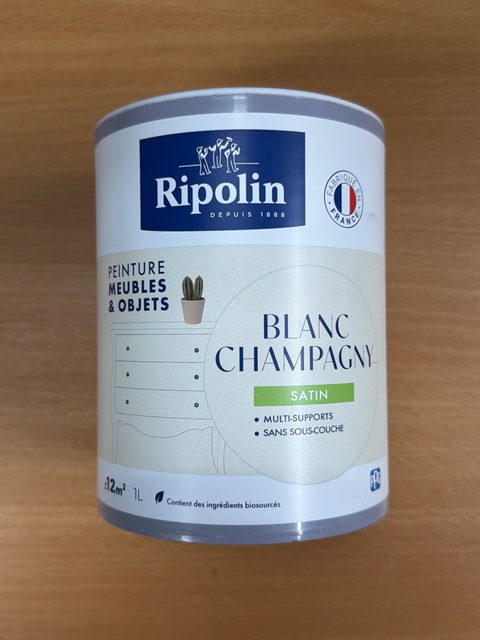 Ripolin Peinture Meubles & Objets Blanc Champagny Satin 1L