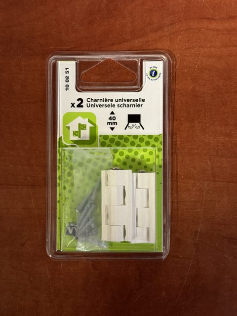 Charnières universelles x2 blanches avec vis