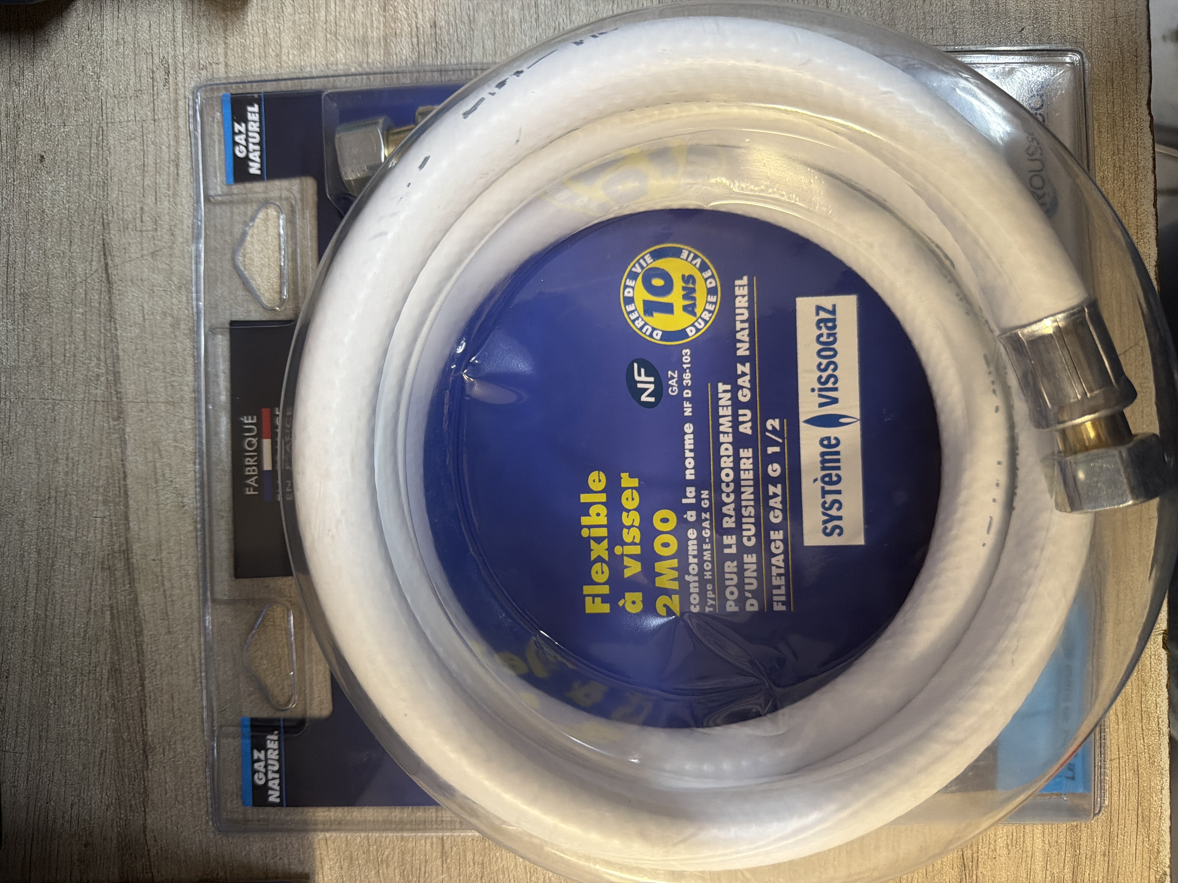 Flexible à visser 2 m – système Vissogaz (NF)
