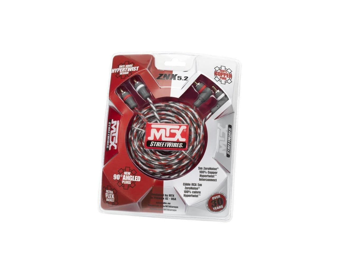 MTX Câble RCA StreetWires ZNX5.2 5 m Symétrique 100% Cuivre ZeroNoise