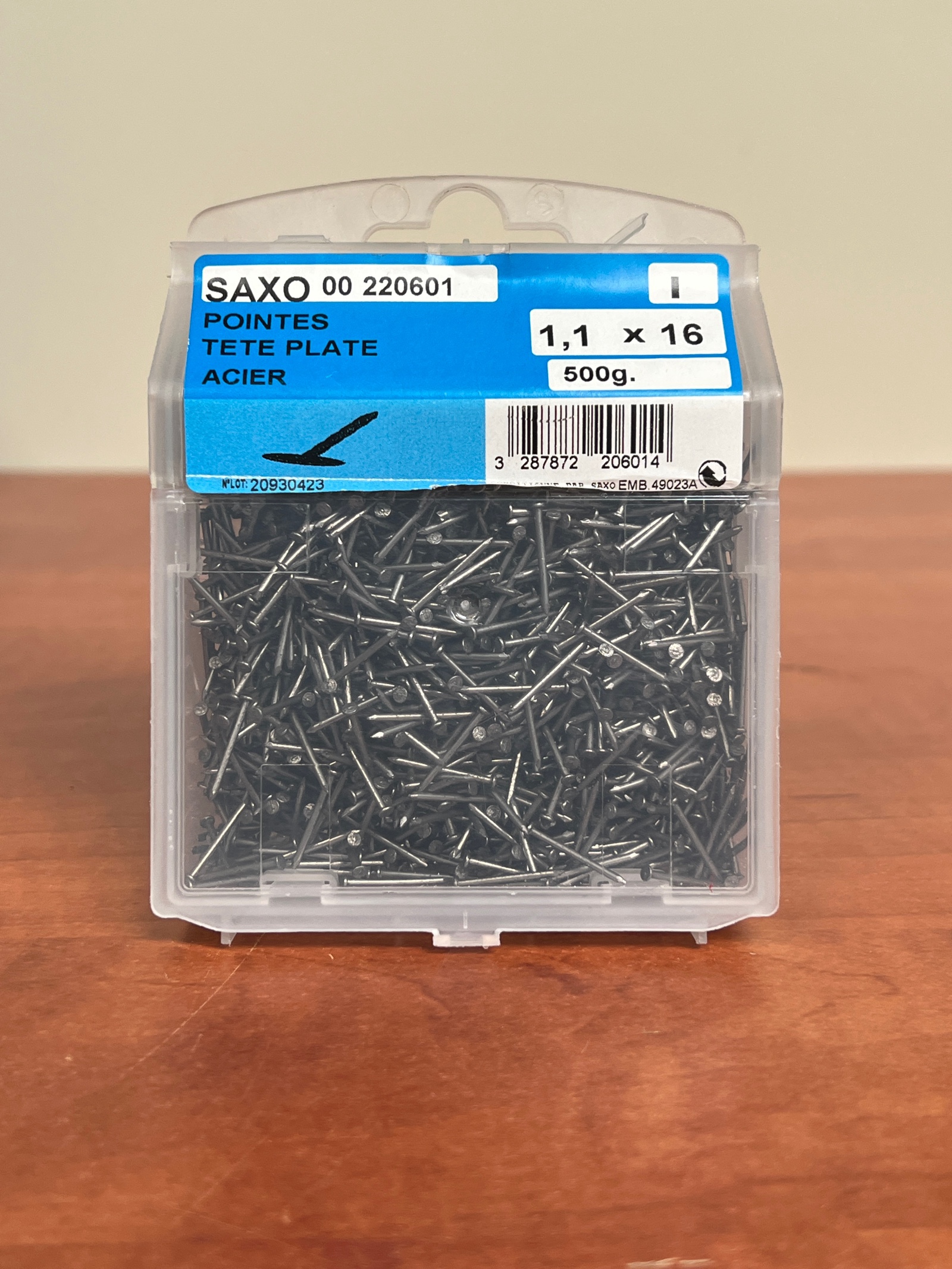 SAXO 00 220601 Pointes tête plate acier 1,1 x 16 - 500 g