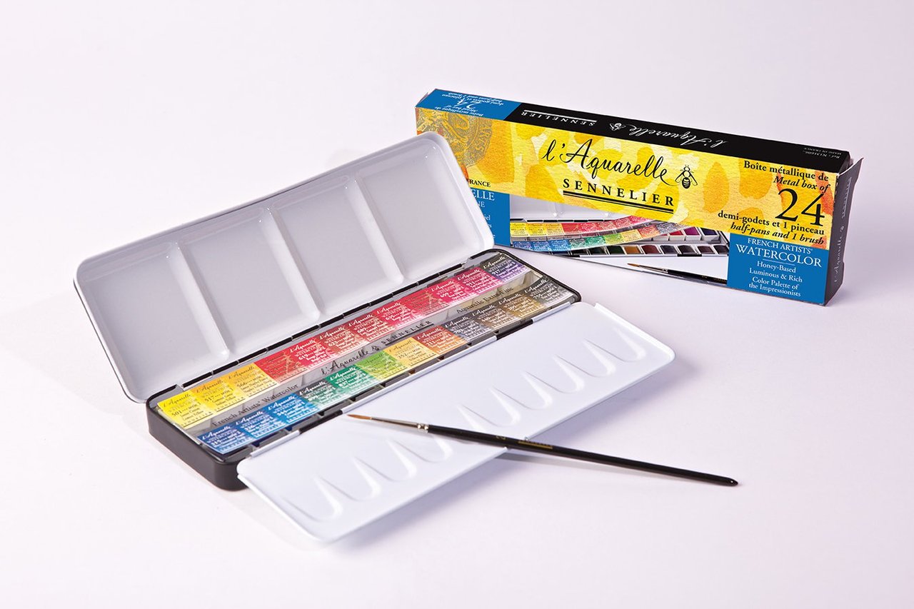 Coffret Sennelier L’Aquarelle 24 couleurs (boîte métal)