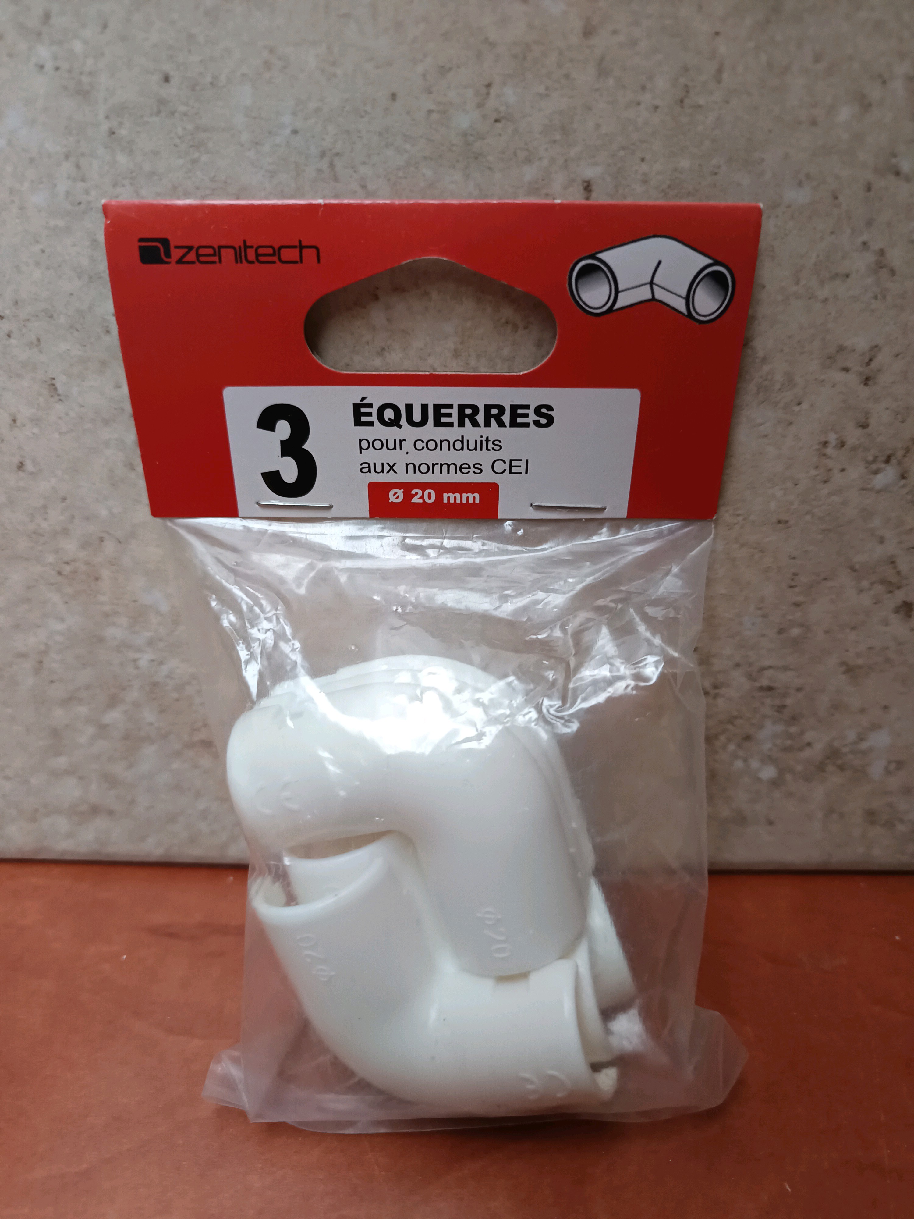 Zenitech Équerres pour conduits Ø 20 mm (lot de 3) - normes CEI