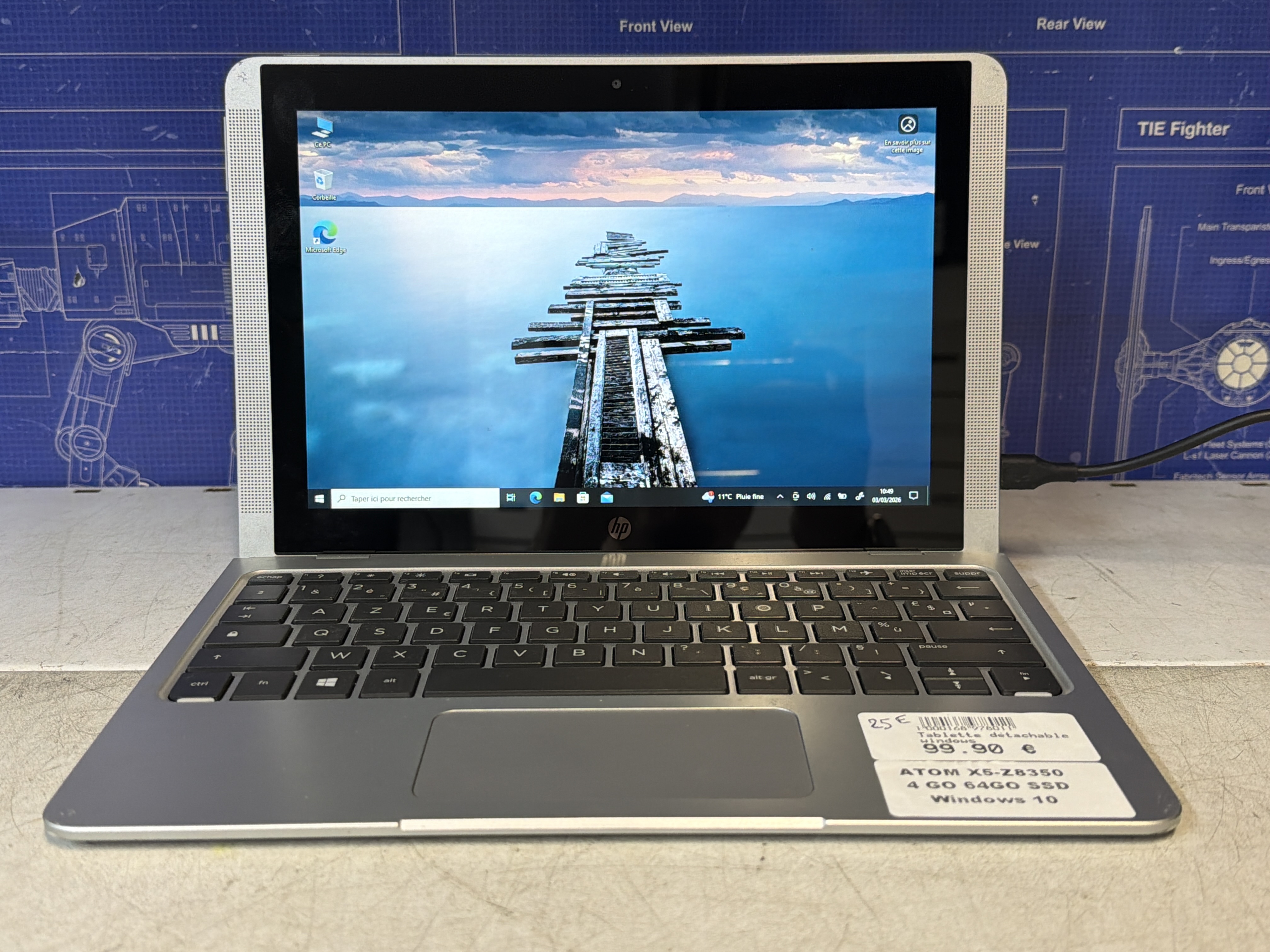HP tablette détachable 2-en-1 Windows 10