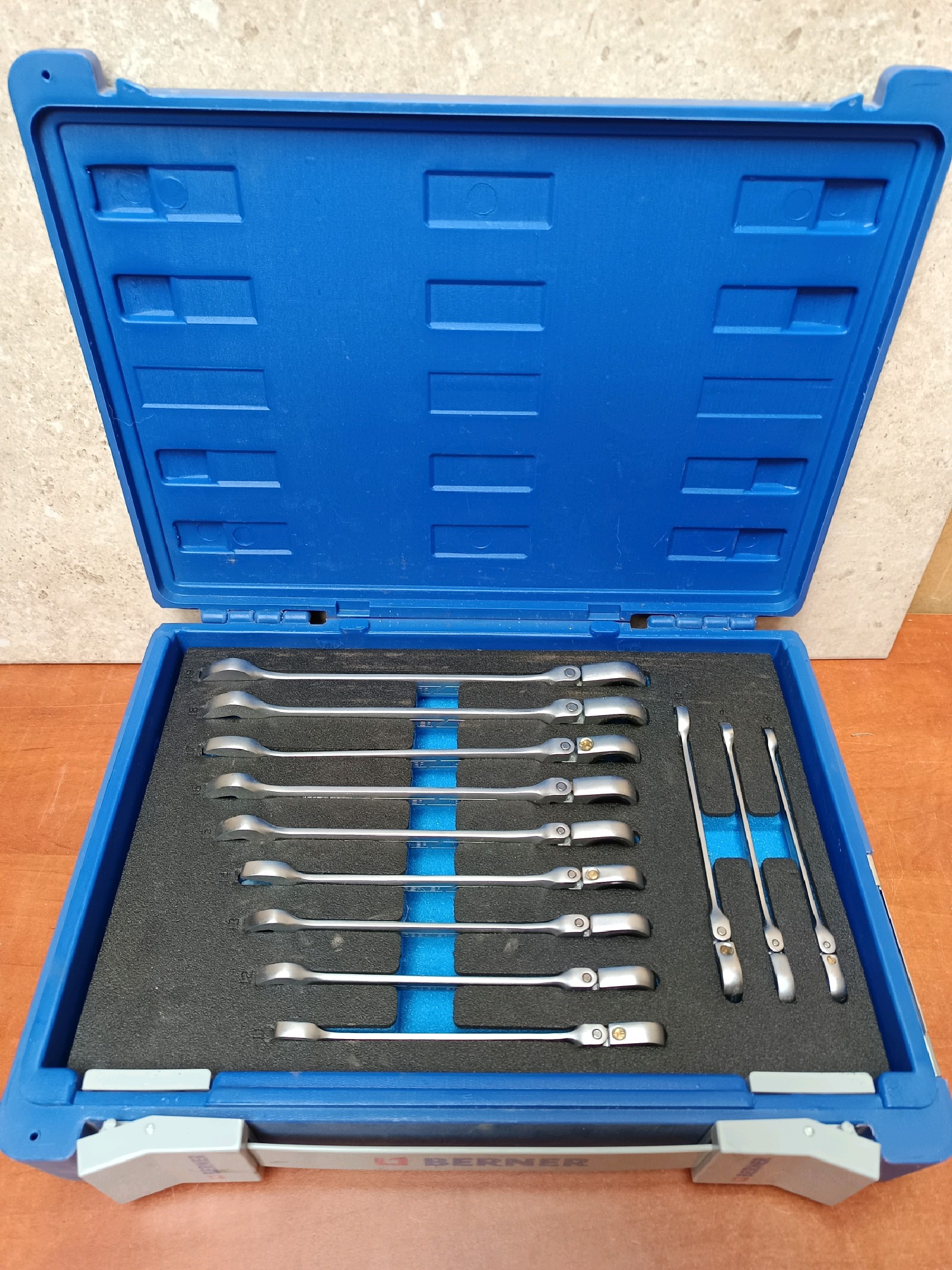 Coffret de clés plates à cliquet Berner 8 à 19 mm