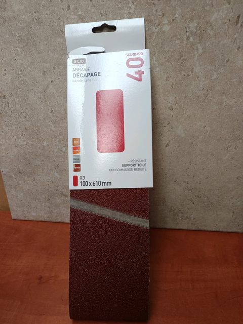 SCID Abrasif Décapage – Bande abrasive sans fin grain 40, 100 x 610 mm (x3)