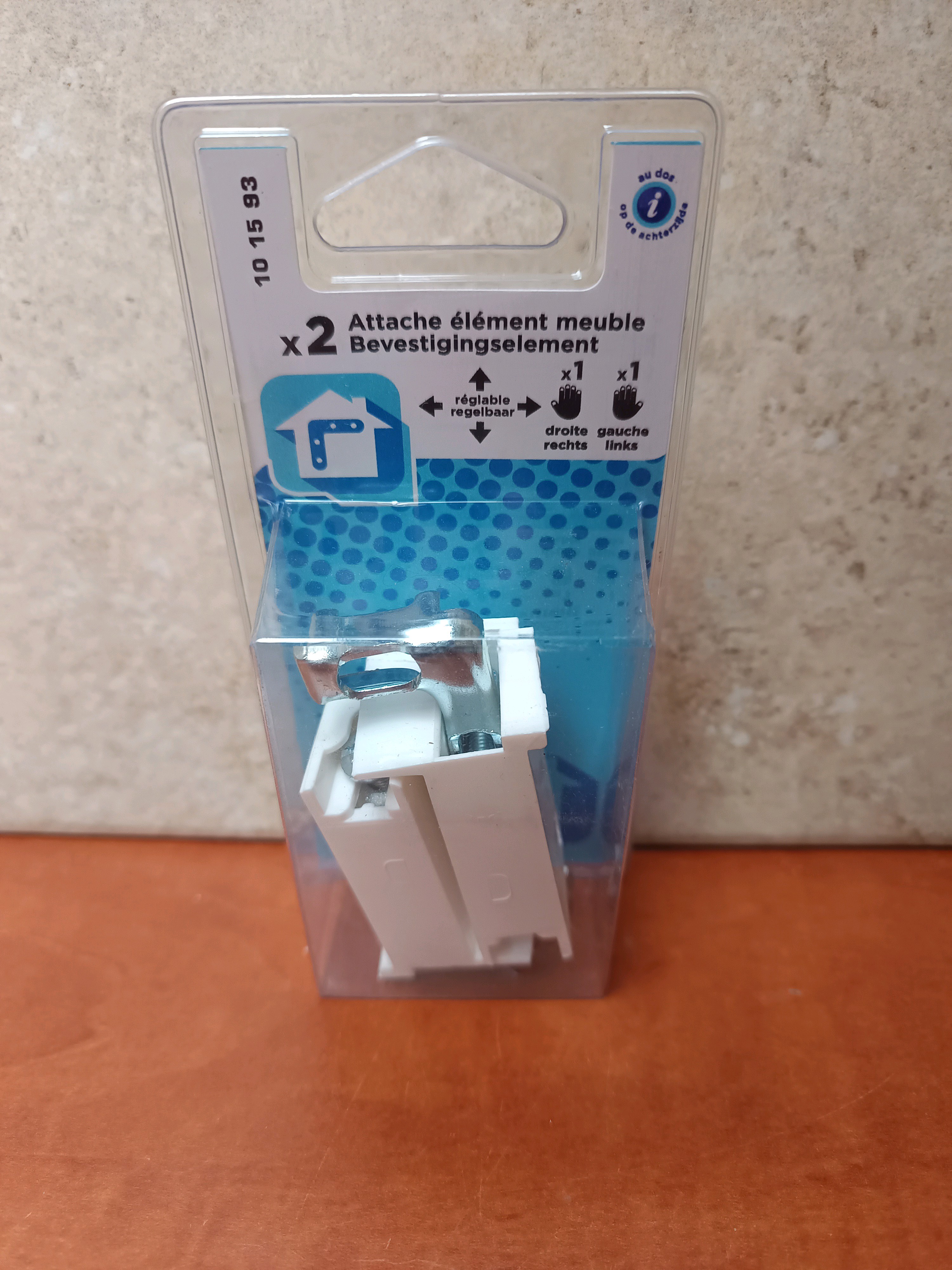 Attache élément de meuble x2 réglable droite/gauche