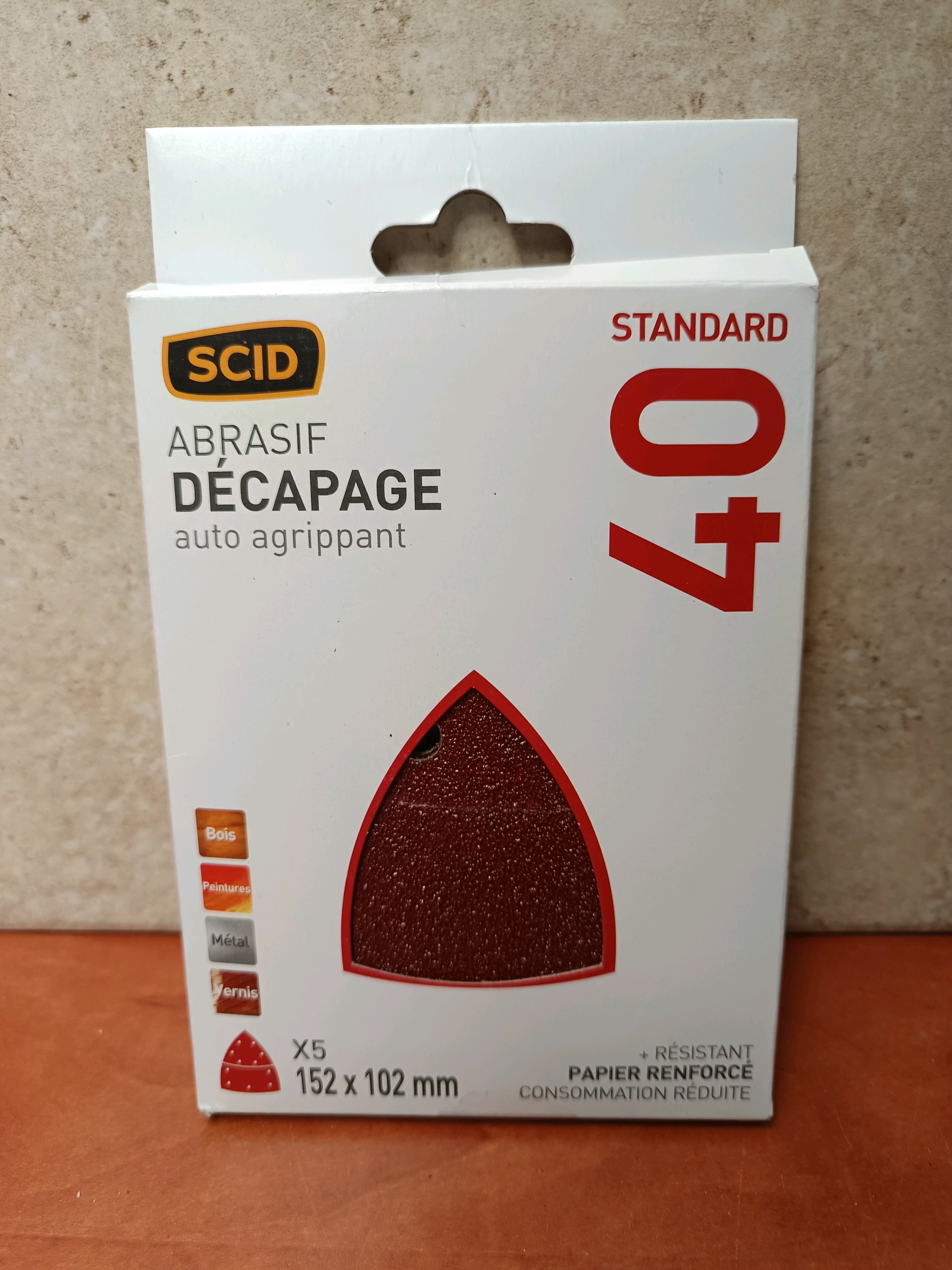 SCID Abrasif Décapage auto-agrippant Standard grain 40 - 152 x 102 mm